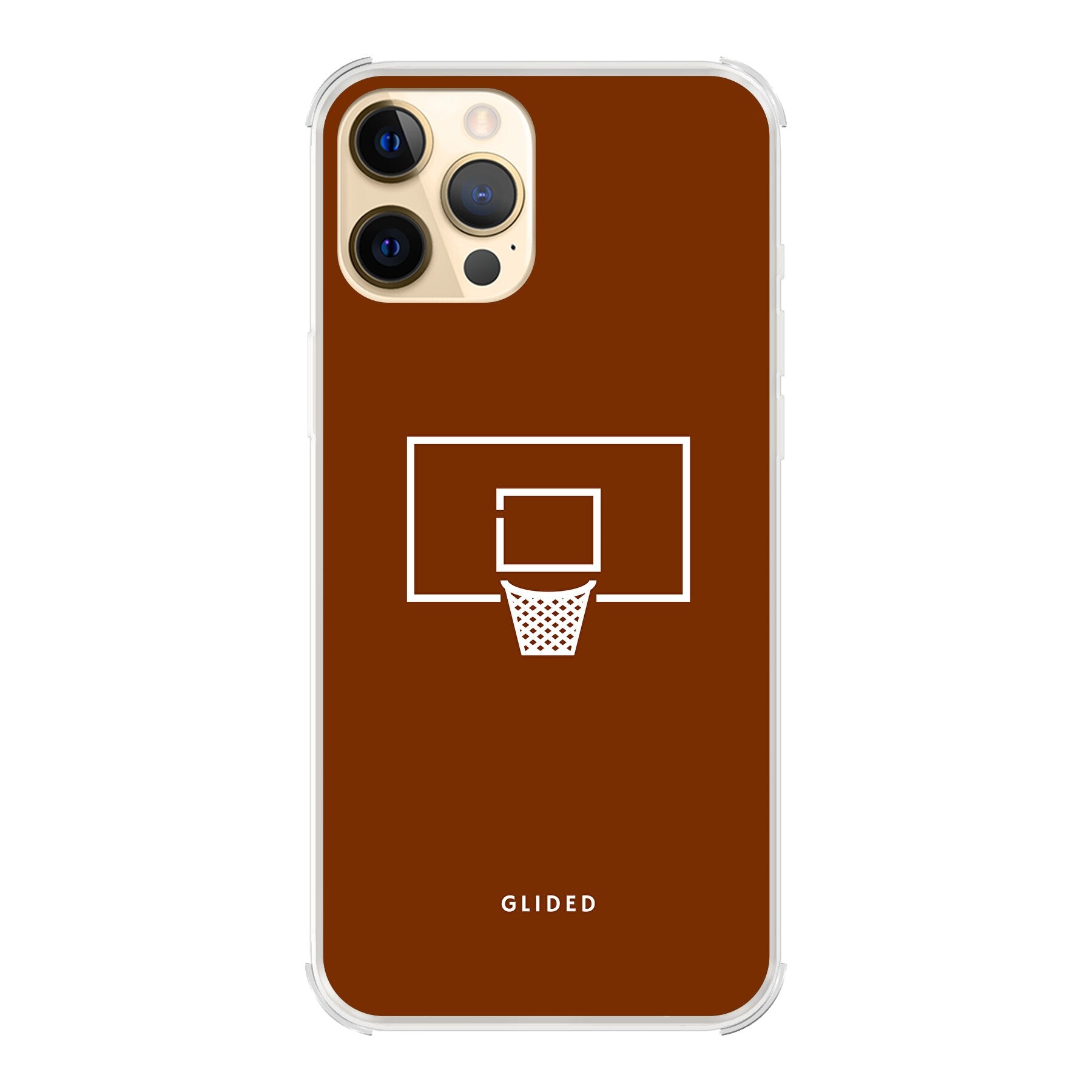 Basket Blaze Handyhülle für iPhone 12 Pro Max mit lebendigem Basketballnetz auf leuchtend orangefarbenem Hintergrund.