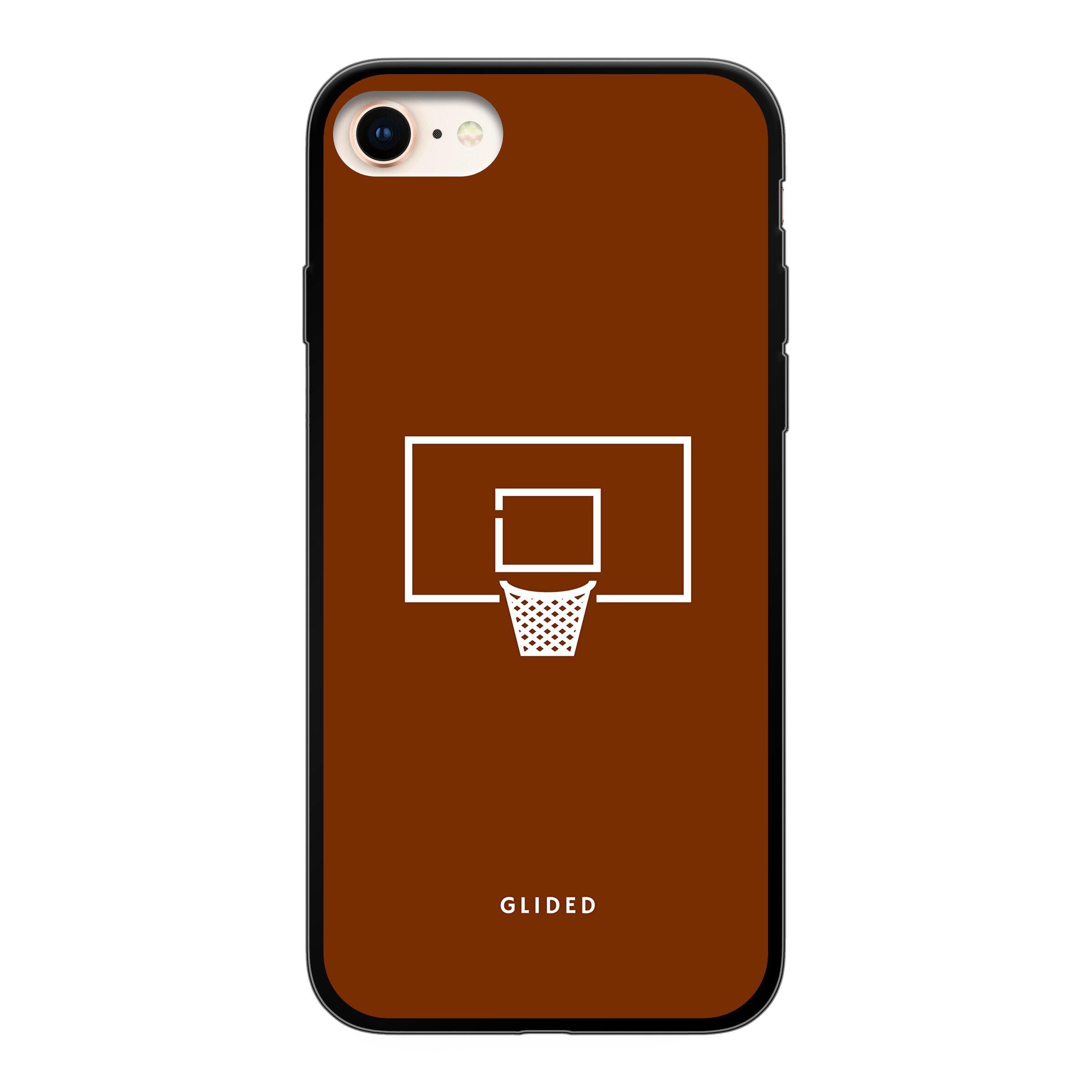 Basket Blaze Handyhülle für iPhone SE 2022 mit lebendigem Basketballnetz auf orangefarbenem Hintergrund.