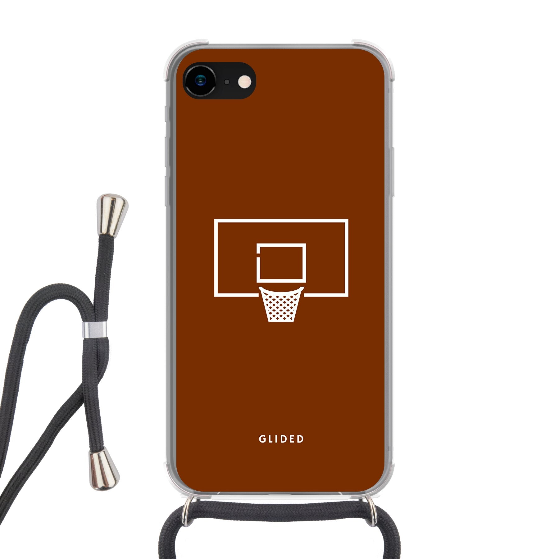 Basket Blaze Handyhülle für iPhone SE 2022 mit lebendigem Basketballnetz auf orangefarbenem Hintergrund.