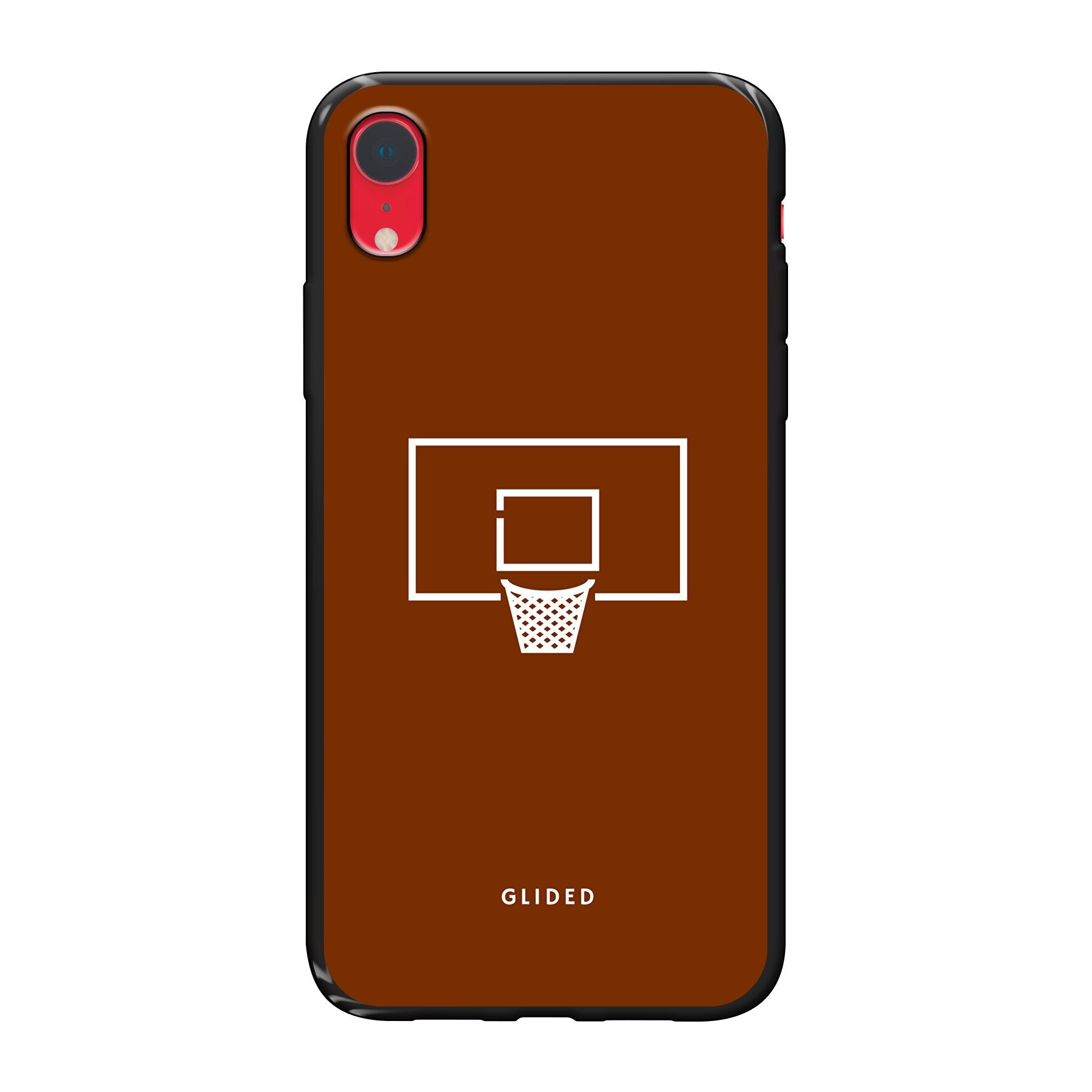 Basket Blaze Handyhülle für iPhone XR mit lebendigem Basketballnetz auf orangefarbenem Hintergrund, ideal für Basketball-Fans.