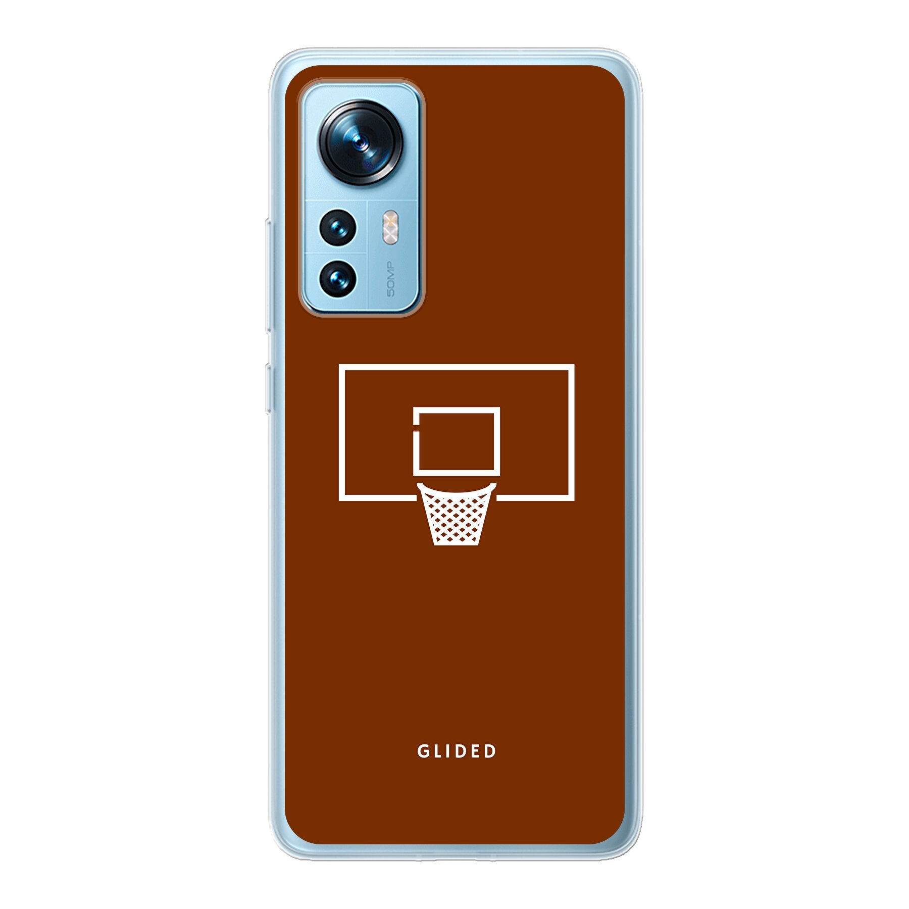 Basket Blaze Handyhülle für Xiaomi 12 mit lebendigem Basketballnetz auf leuchtend orangefarbenem Hintergrund, ideal für Basketballfans.