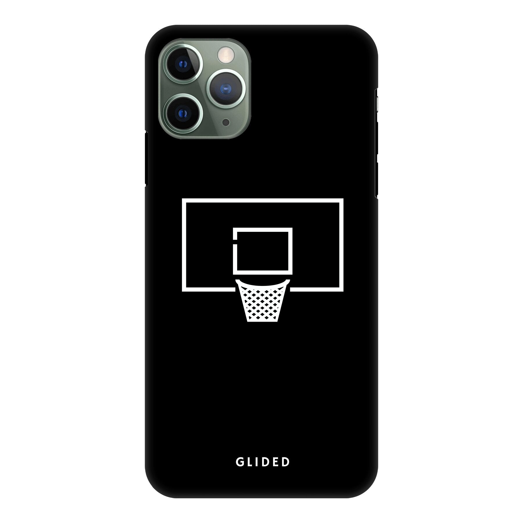 Basketball Fun Handyhülle für iPhone 11 Pro mit lebendigem Basketballnetz-Design auf dunklem Hintergrund.