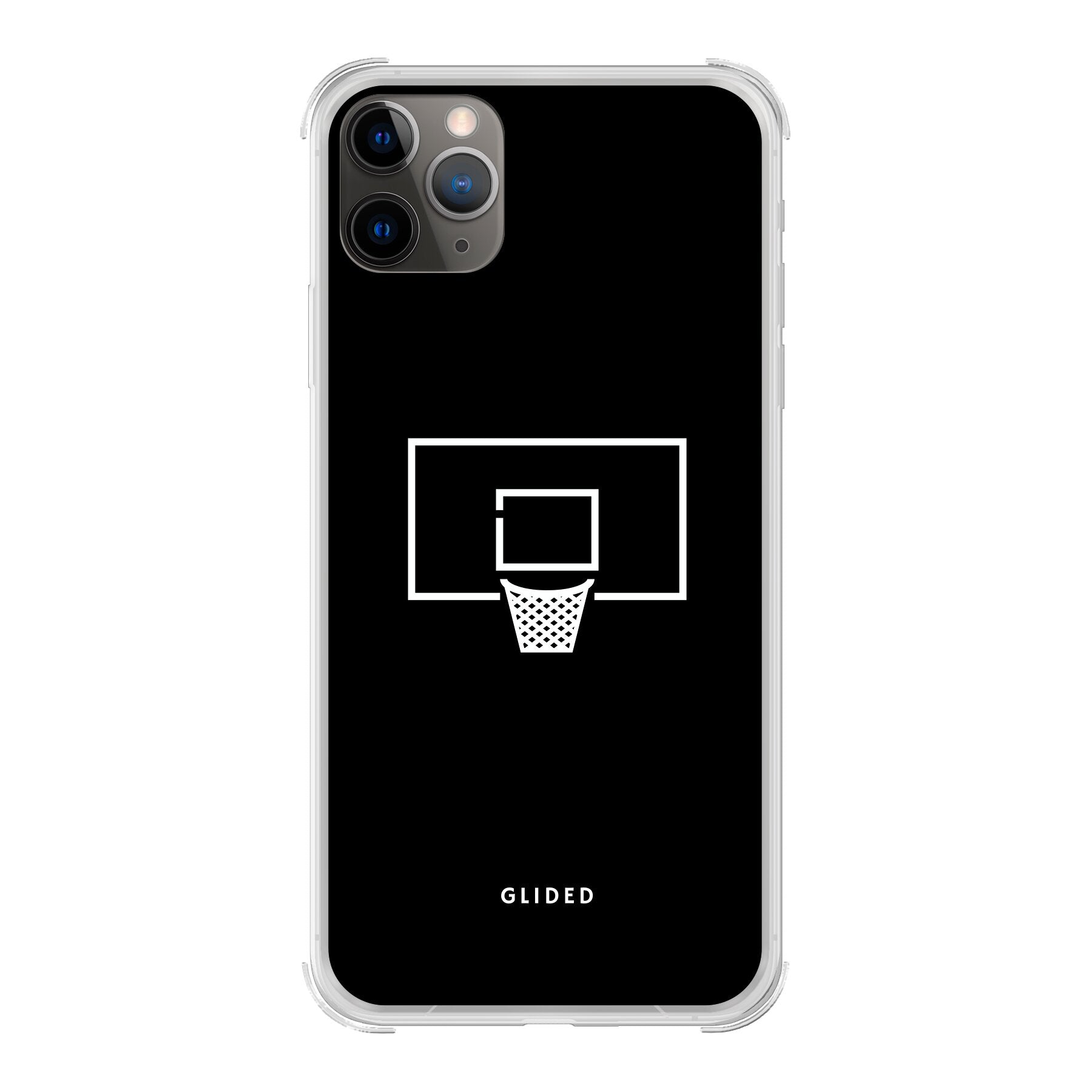 Basketball Fun Handyhülle für iPhone 11 Pro mit lebendigem Basketballnetz-Design auf dunklem Hintergrund.