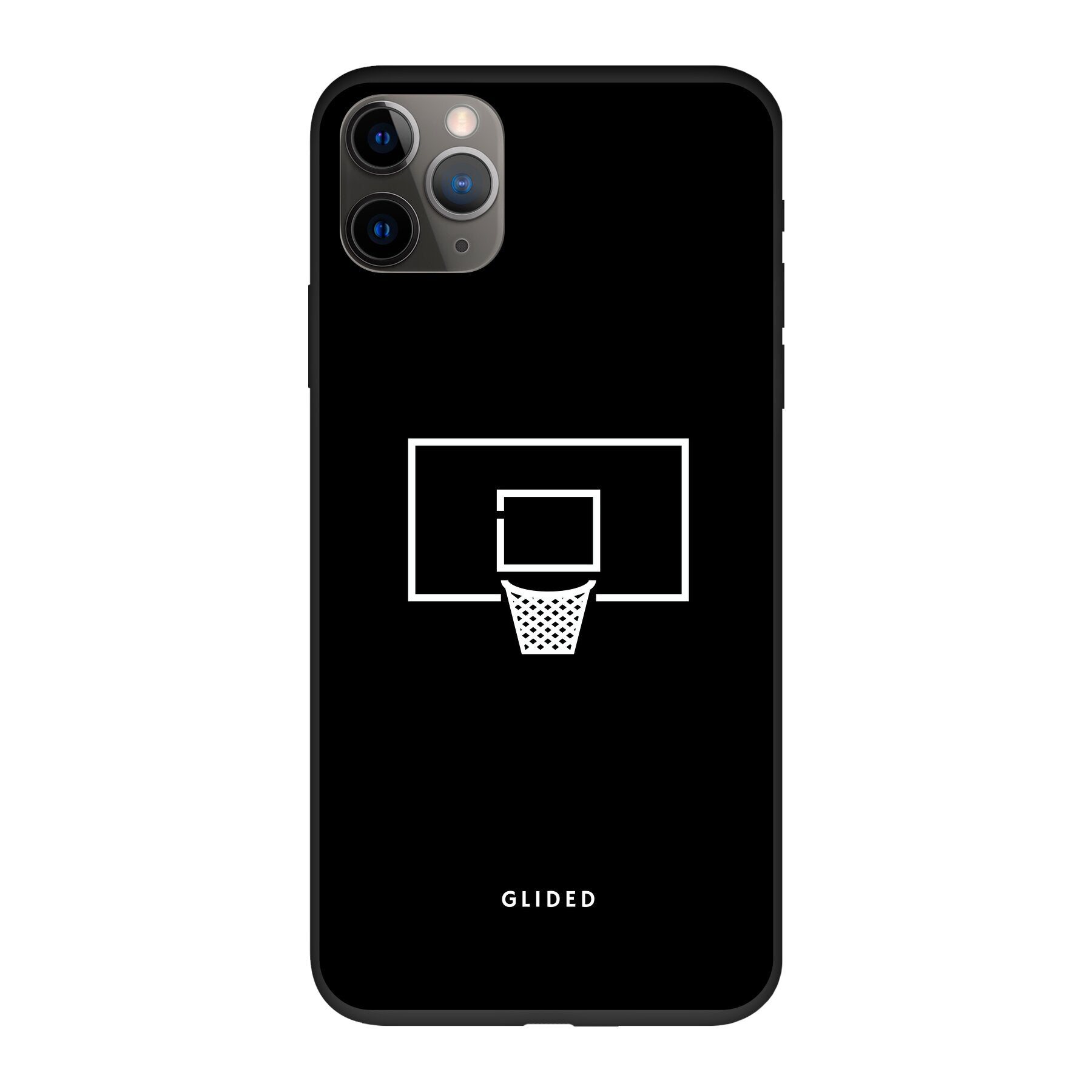 Basketball Fun Handyhülle für iPhone 11 Pro mit lebendigem Basketballnetz-Design auf dunklem Hintergrund.