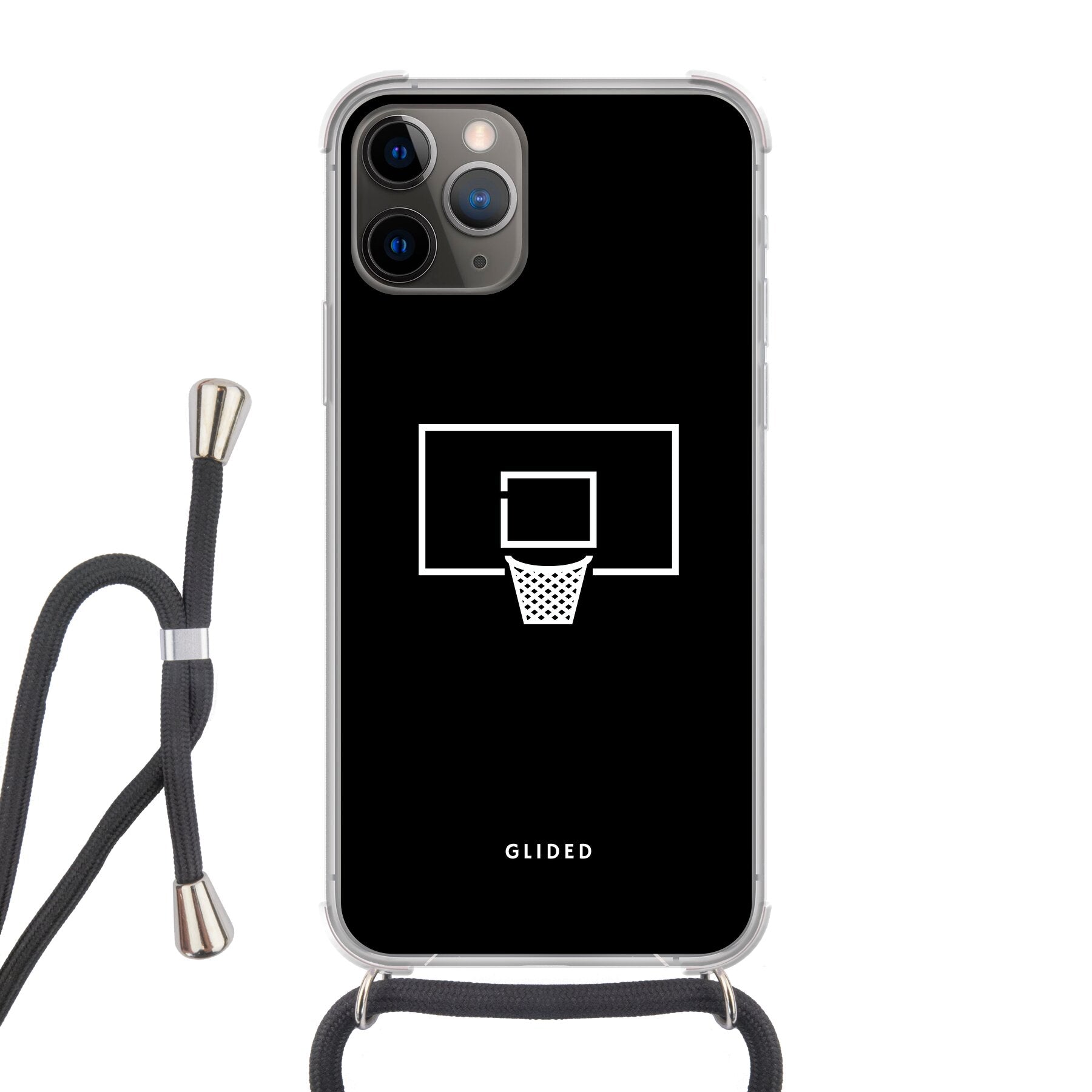 Basketball Fun Handyhülle für iPhone 11 Pro mit lebendigem Basketballnetz-Design auf dunklem Hintergrund.