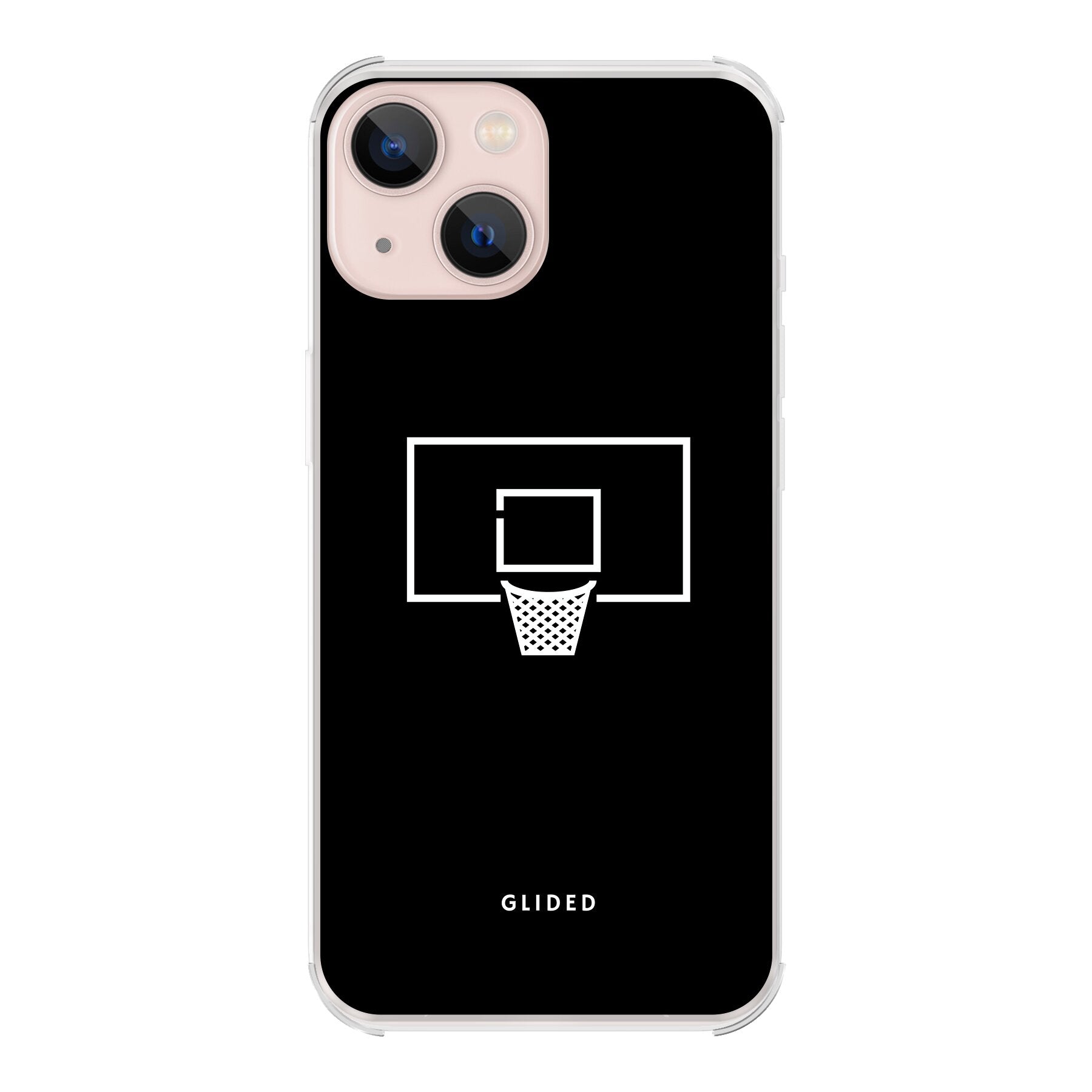 Basketball Fun Handyhülle für iPhone 13 mit lebendigem Basketballnetz-Design auf dunklem Hintergrund.