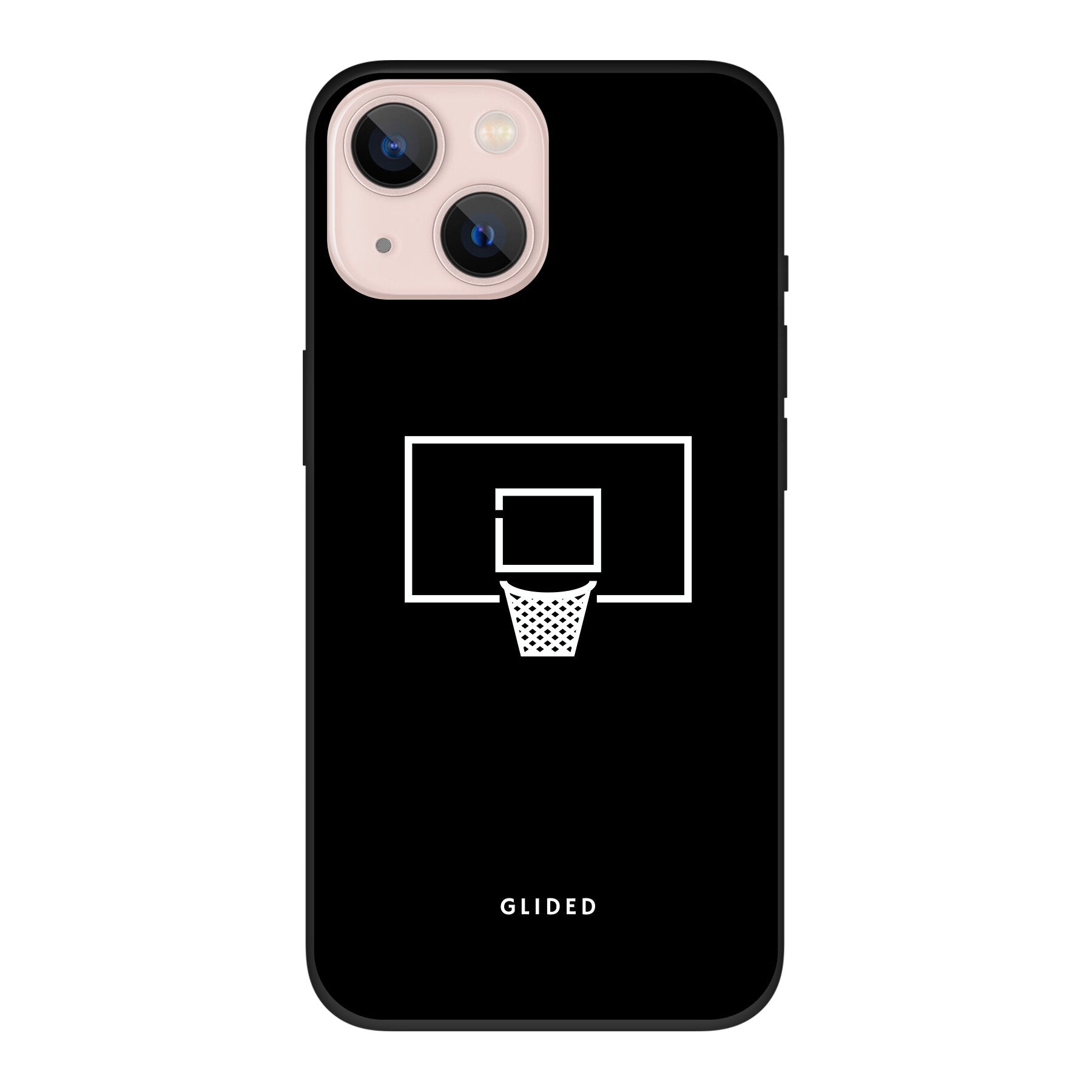 Basketball Fun Handyhülle für iPhone 13 mit lebendigem Basketballnetz-Design auf dunklem Hintergrund.