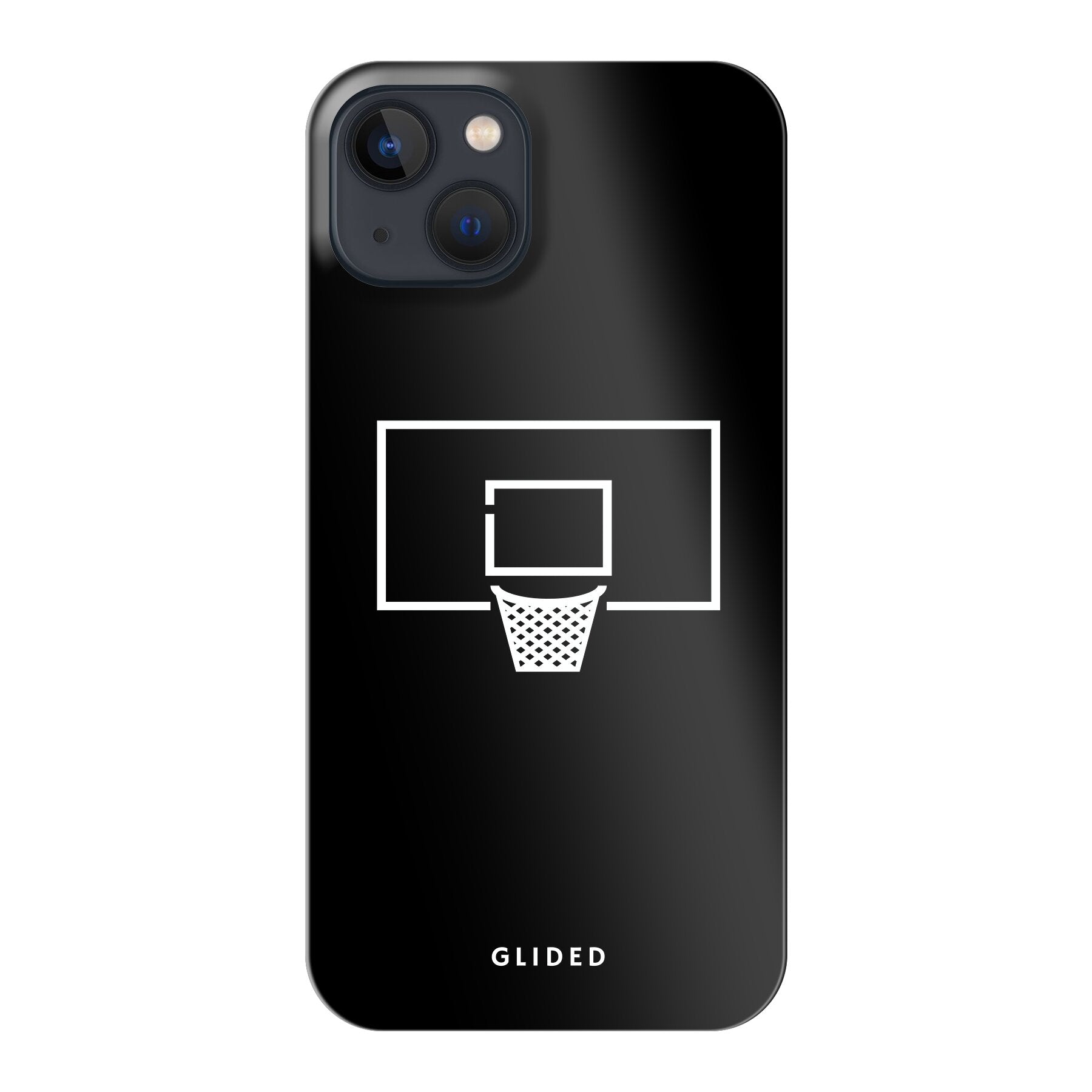 Basketball Fun Handyhülle für iPhone 13 mit lebendigem Basketballnetz-Design auf dunklem Hintergrund.