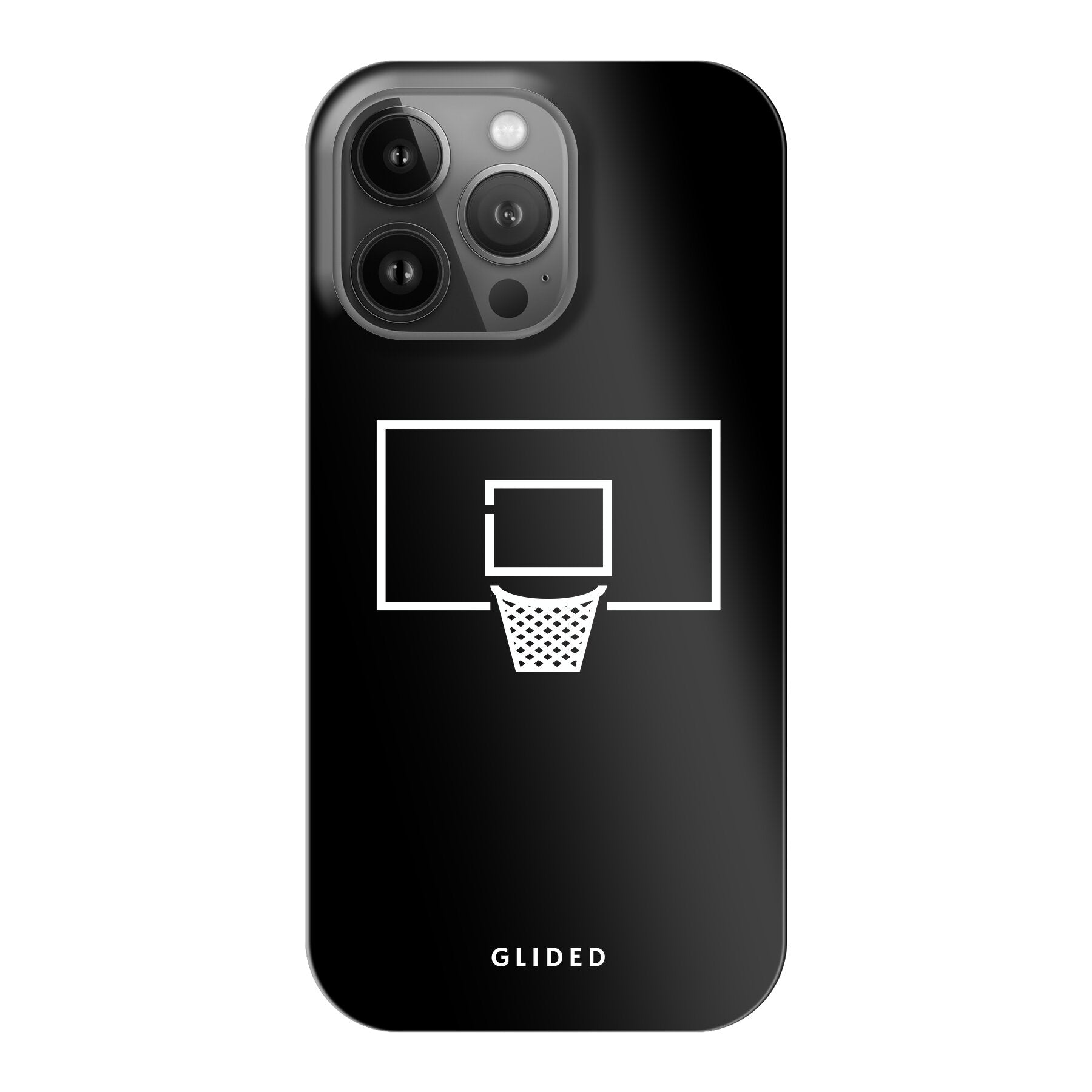 Basketball Fun Handyhülle für iPhone 13 Pro mit lebendigem Basketballnetz-Design auf dunklem Hintergrund.