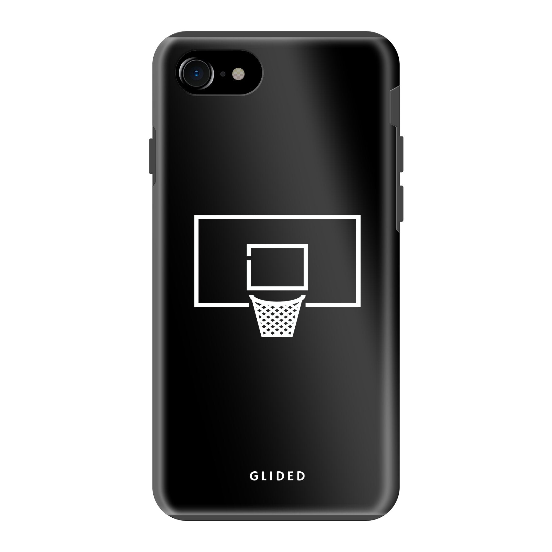 Basketball Fun Handyhülle für iPhone SE 2022 mit lebendigem Basketballnetz-Design auf dunklem Hintergrund.