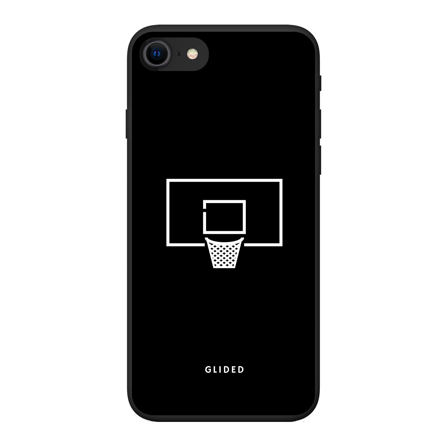 Basketball Fun Handyhülle für iPhone SE 2022 mit lebendigem Basketballnetz-Design auf dunklem Hintergrund.