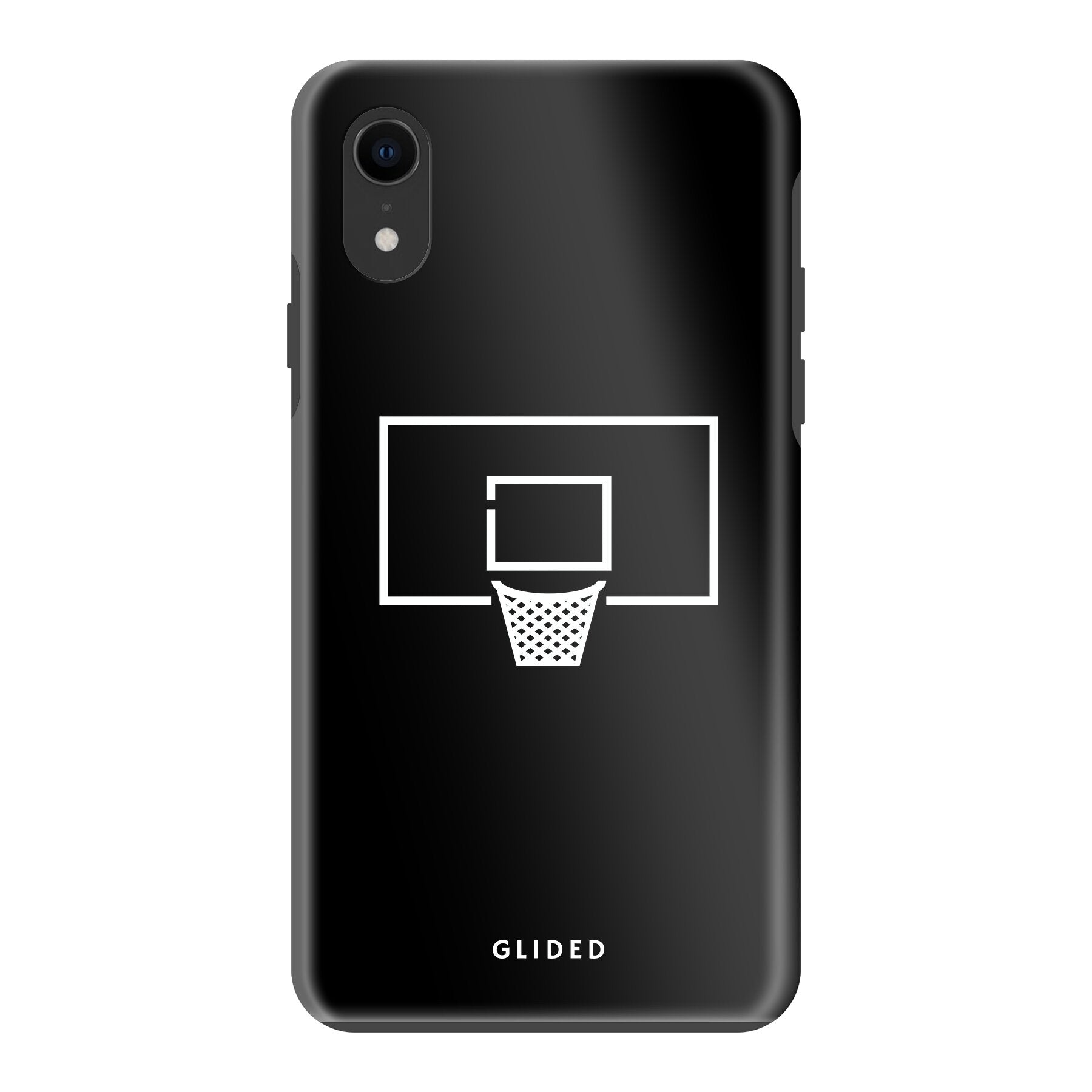 Basketball Fun Handyhülle für iPhone X/Xs mit lebendigem Basketballnetz-Design auf dunklem Hintergrund.