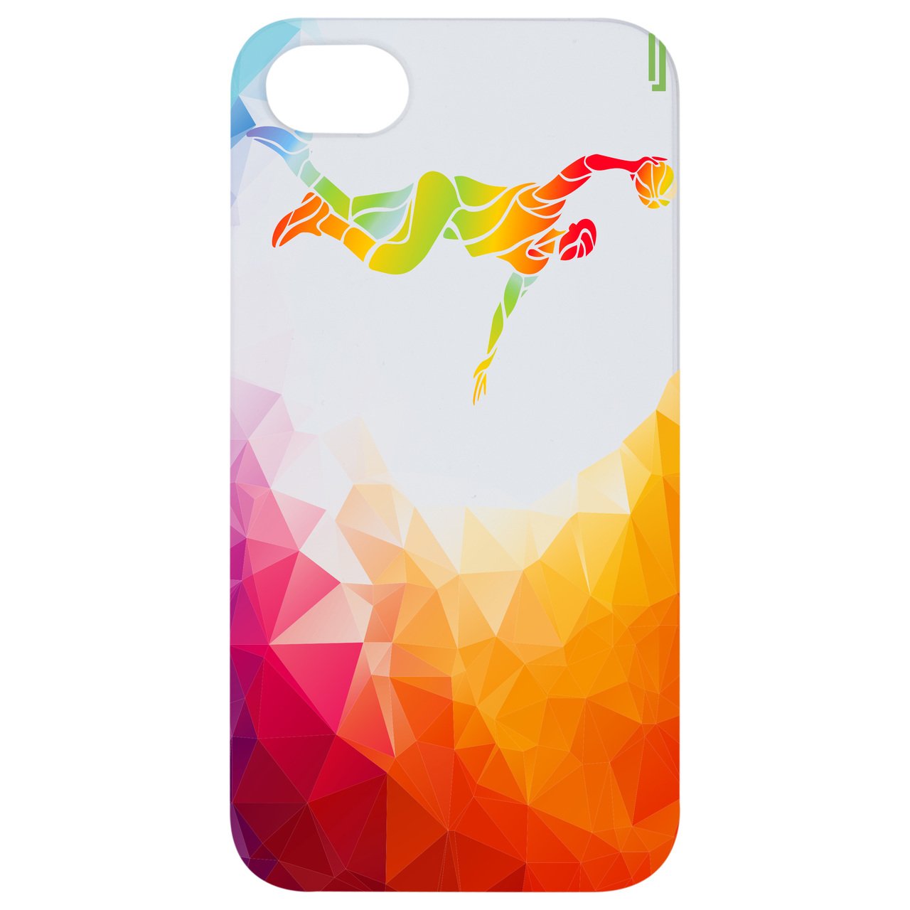 UV Color Printed Basketball Player phone case showcasing vibrant design and natural wood texture.