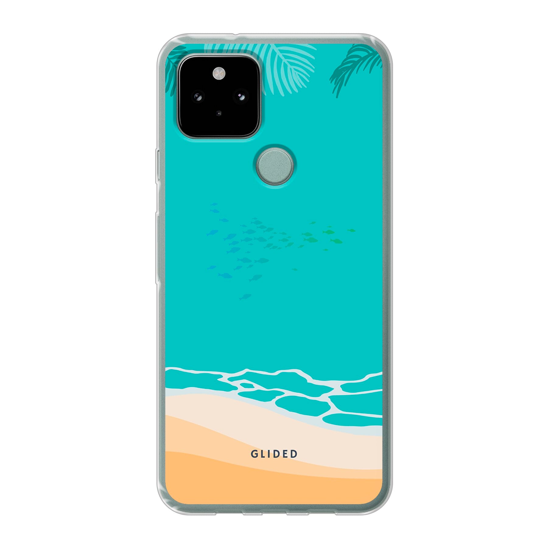 Beachy Google Pixel 5 Handyhülle mit einzigartigem Stranddesign, bietet stilvollen Schutz und präzise Aussparungen für alle Funktionen.