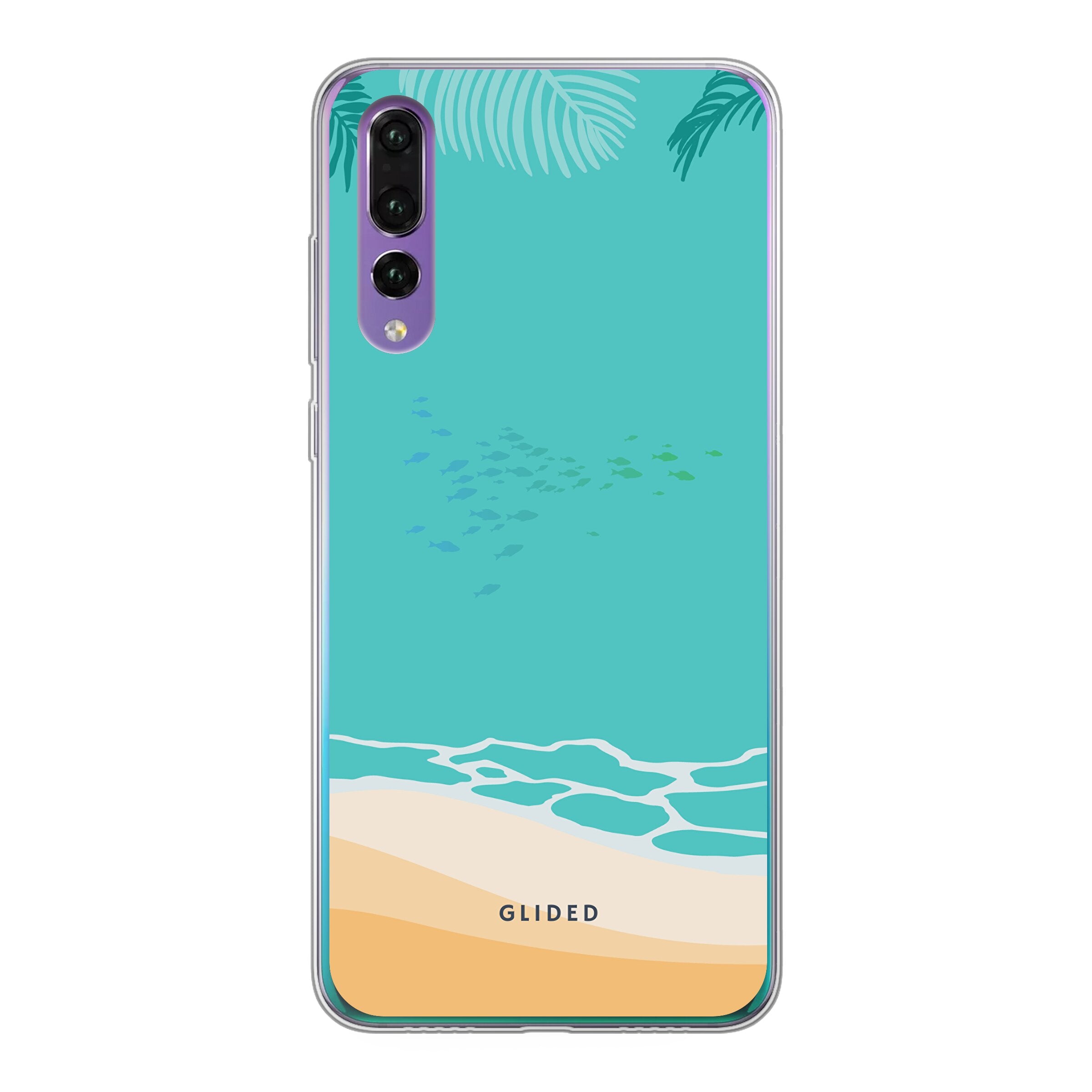 Beachy Huawei P30 Handyhülle mit einzigartigem Stranddesign, idealer Schutz und präzise Aussparungen für alle Funktionen.