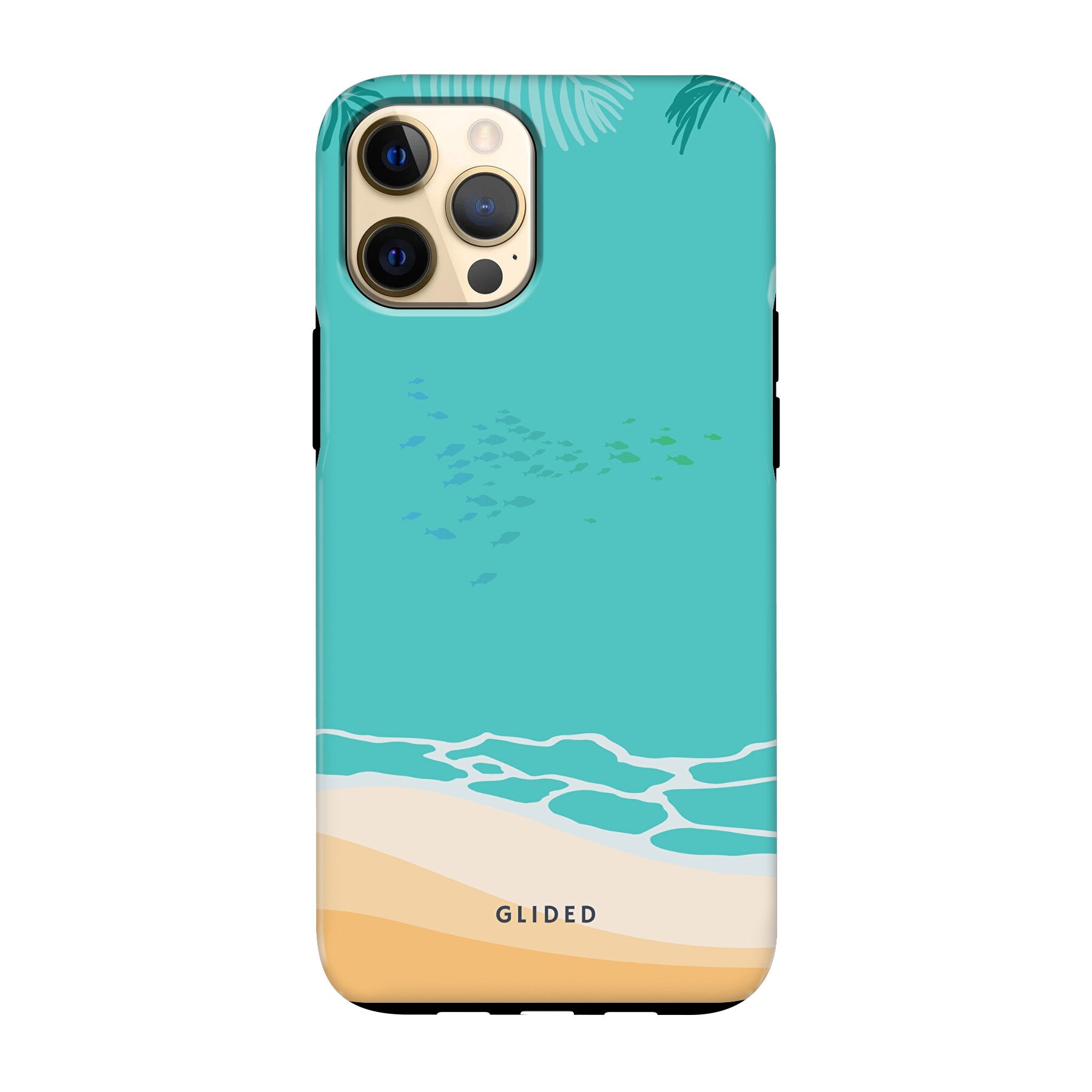 Beachy iPhone 12 Pro Max Handyhülle mit einzigartigem Stranddesign, idealer Schutz und präzise Aussparungen für alle Funktionen.