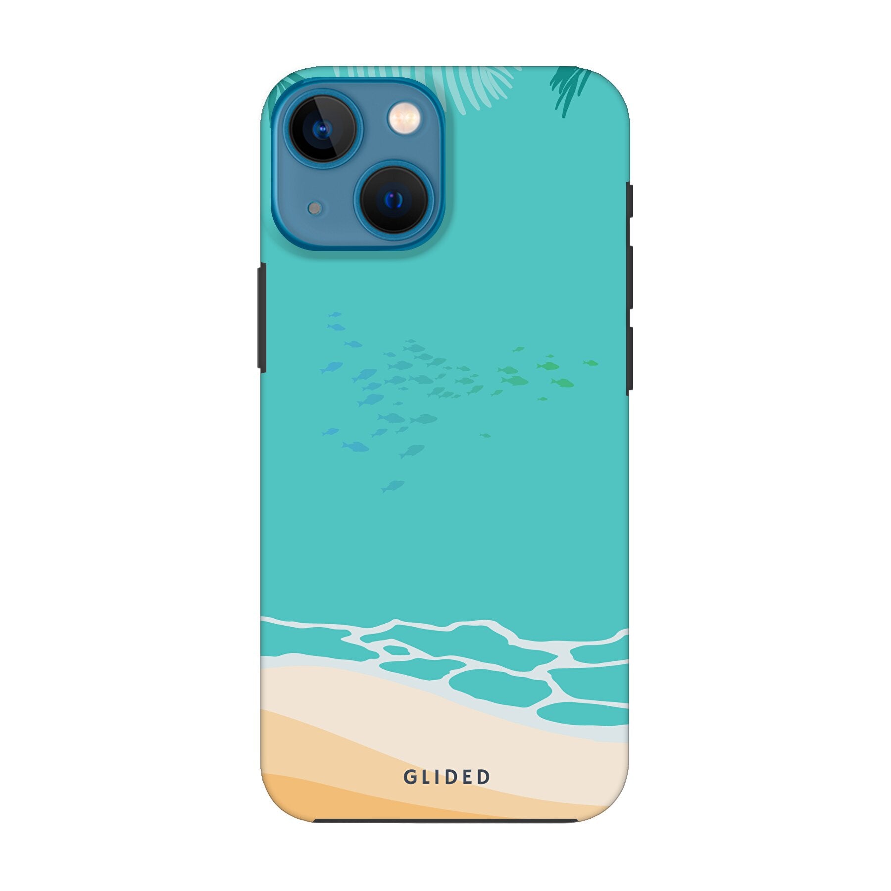 Beachy iPhone 13 mini Handyhülle mit einzigartigem Stranddesign, idealer Schutz und schlankes Profil.