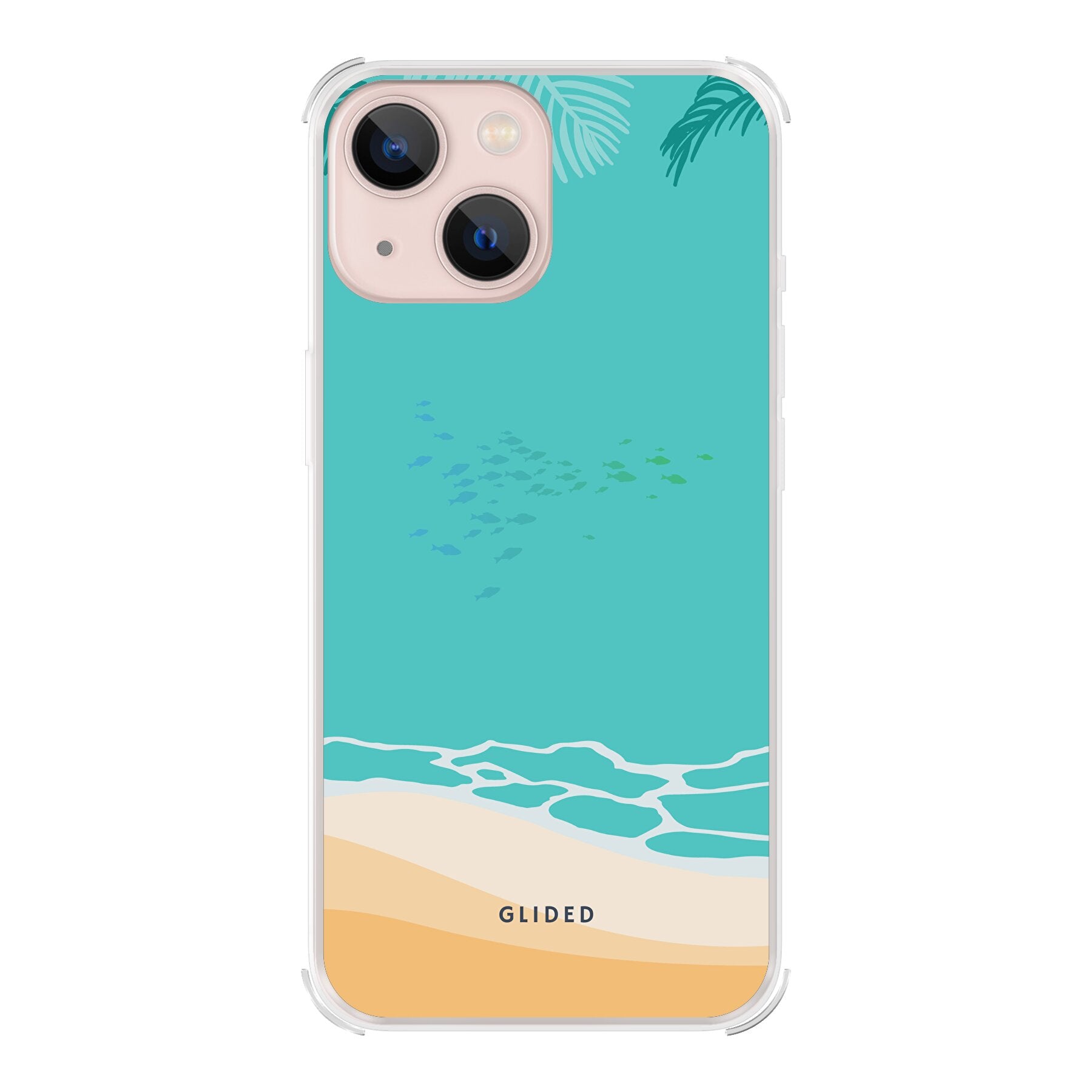 Beachy iPhone 13 mini Handyhülle mit einzigartigem Stranddesign, idealer Schutz und schlankes Profil.