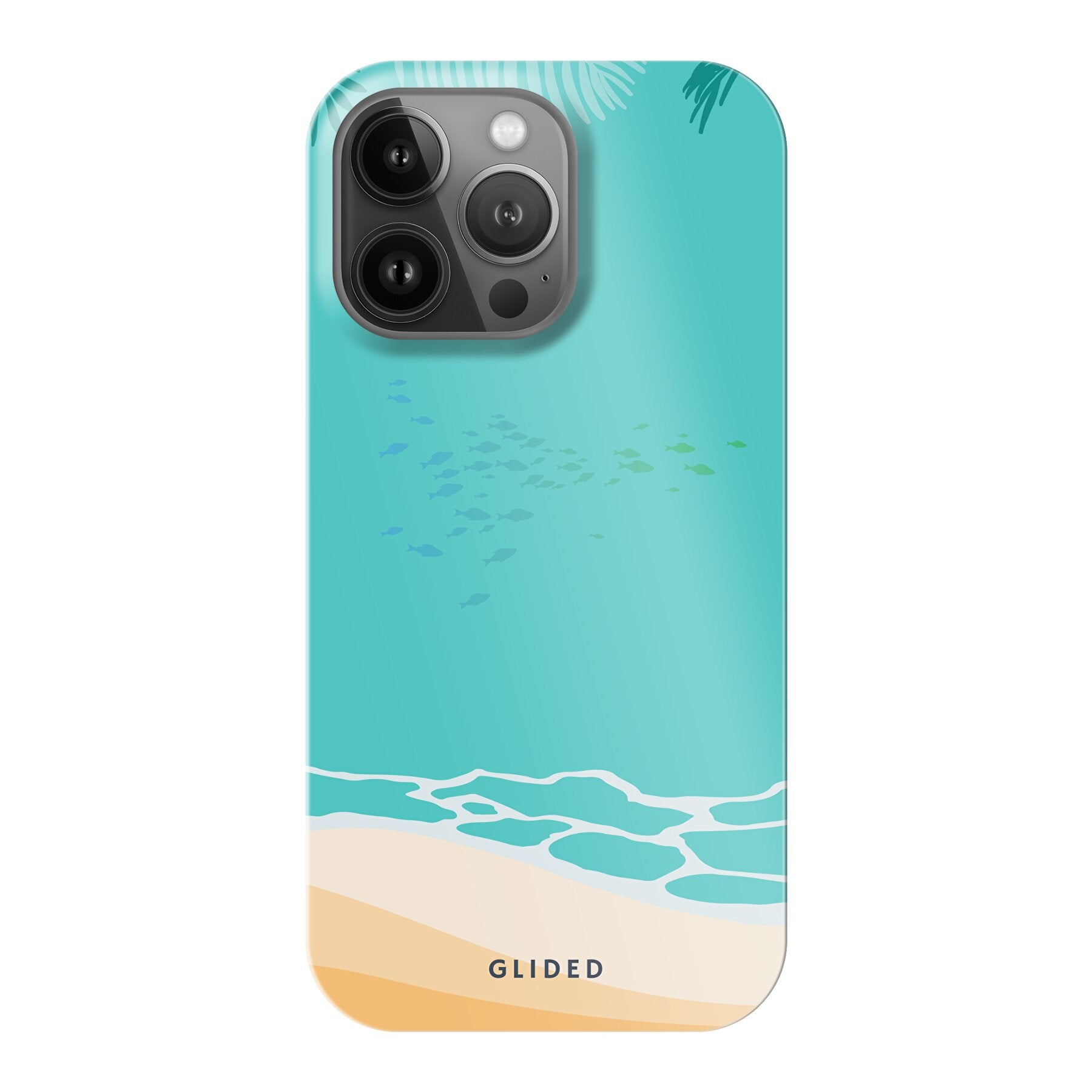 Beachy iPhone 13 Pro Handyhülle mit einzigartigem Stranddesign, idealer Schutz und präzise Aussparungen für alle Funktionen.