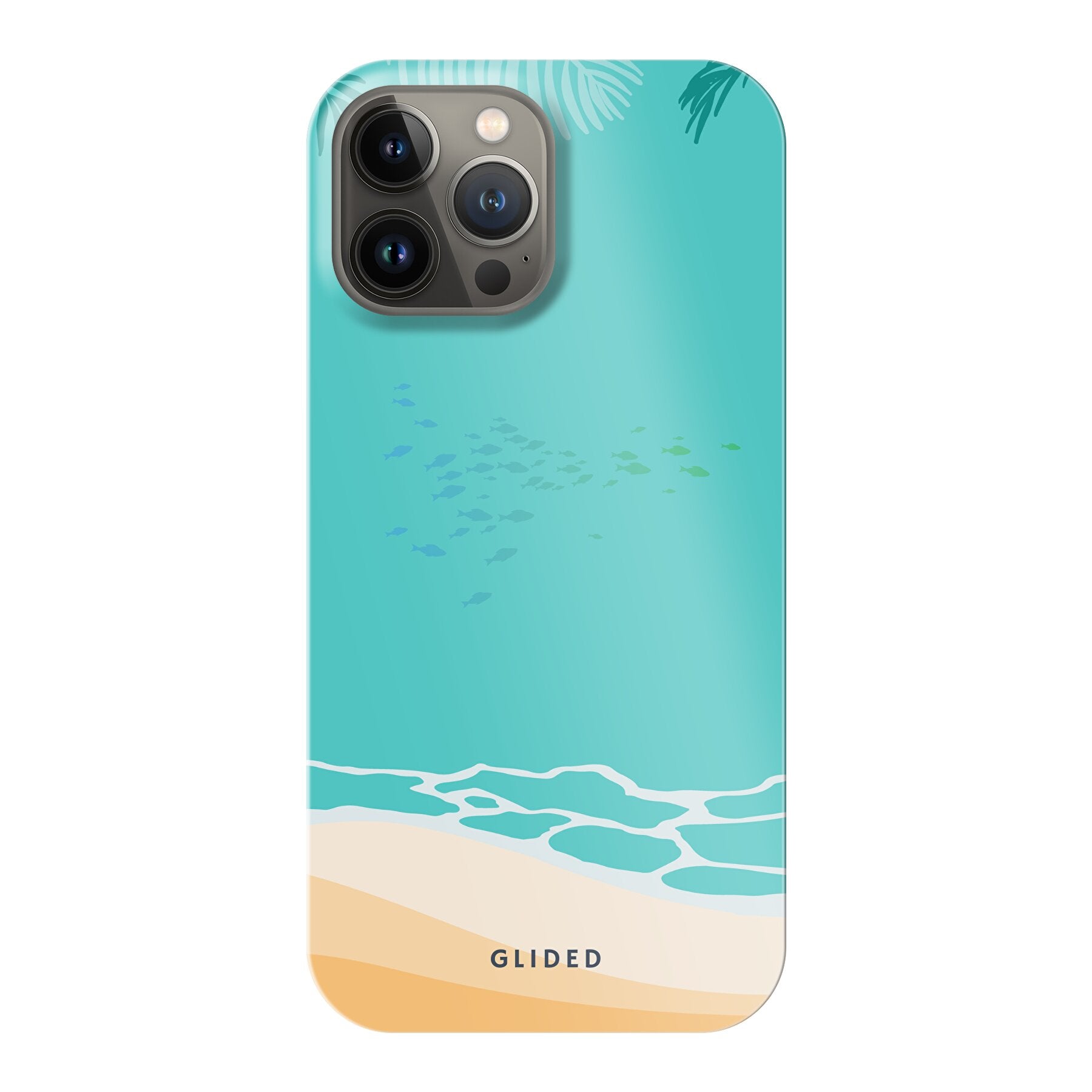 Beachy iPhone 13 Pro Max Handyhülle mit einzigartigem Stranddesign, bietet stilvollen Schutz und präzise Aussparungen für alle Funktionen.