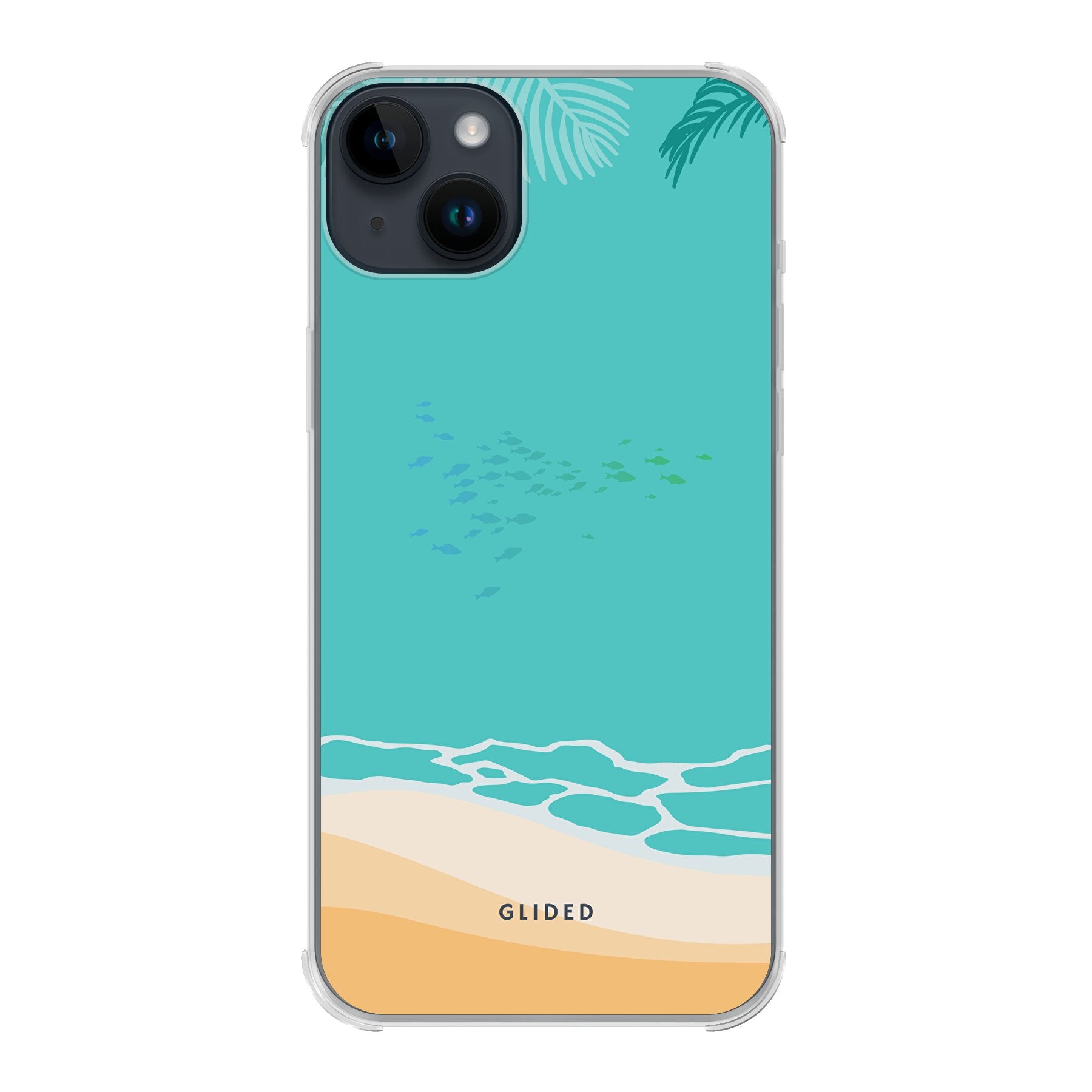 Beachy iPhone 14 Plus Handyhülle mit einzigartigem Stranddesign, idealer Schutz und präzise Aussparungen für alle Funktionen.