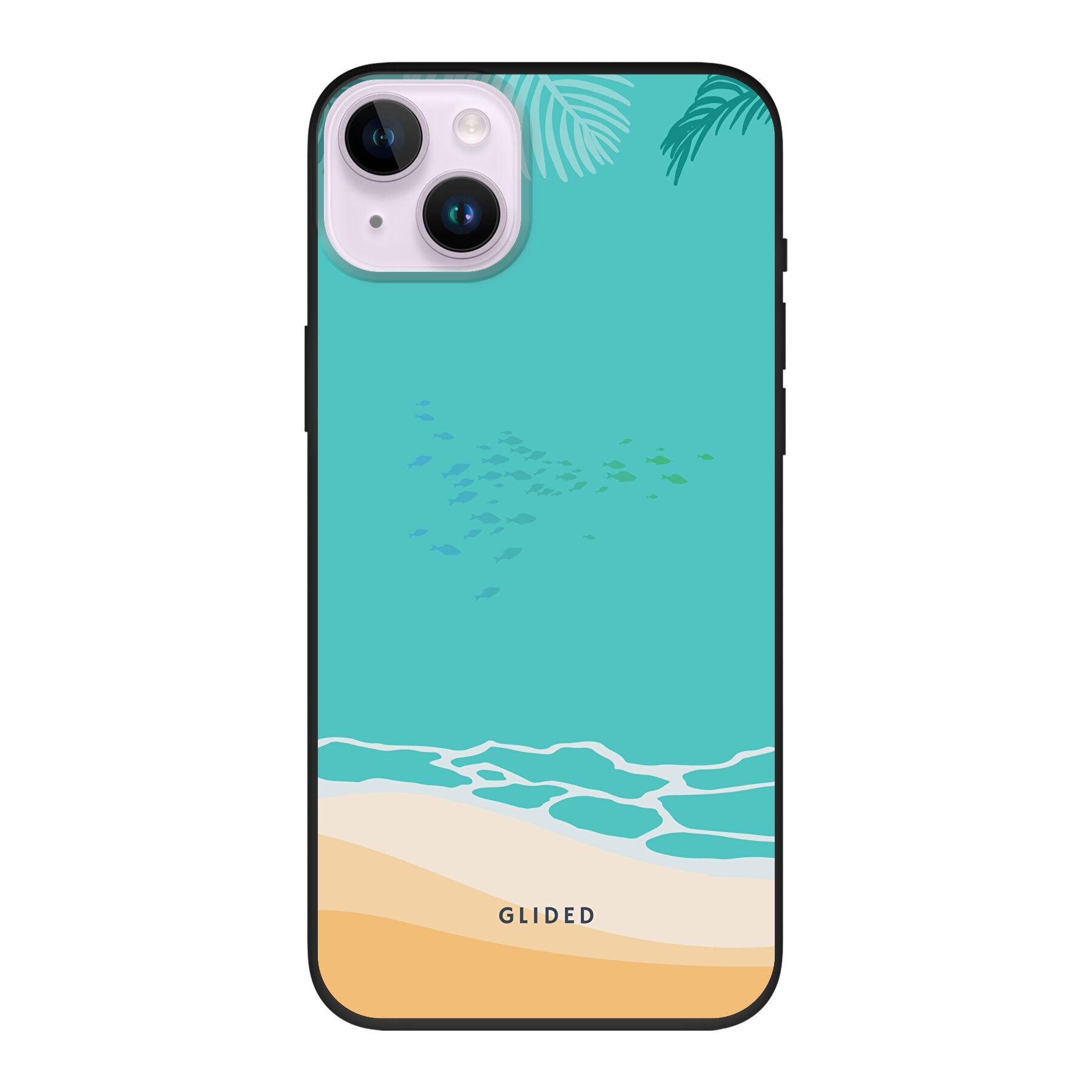 Beachy iPhone 14 Plus Handyhülle mit einzigartigem Stranddesign, idealer Schutz und präzise Aussparungen für alle Funktionen.