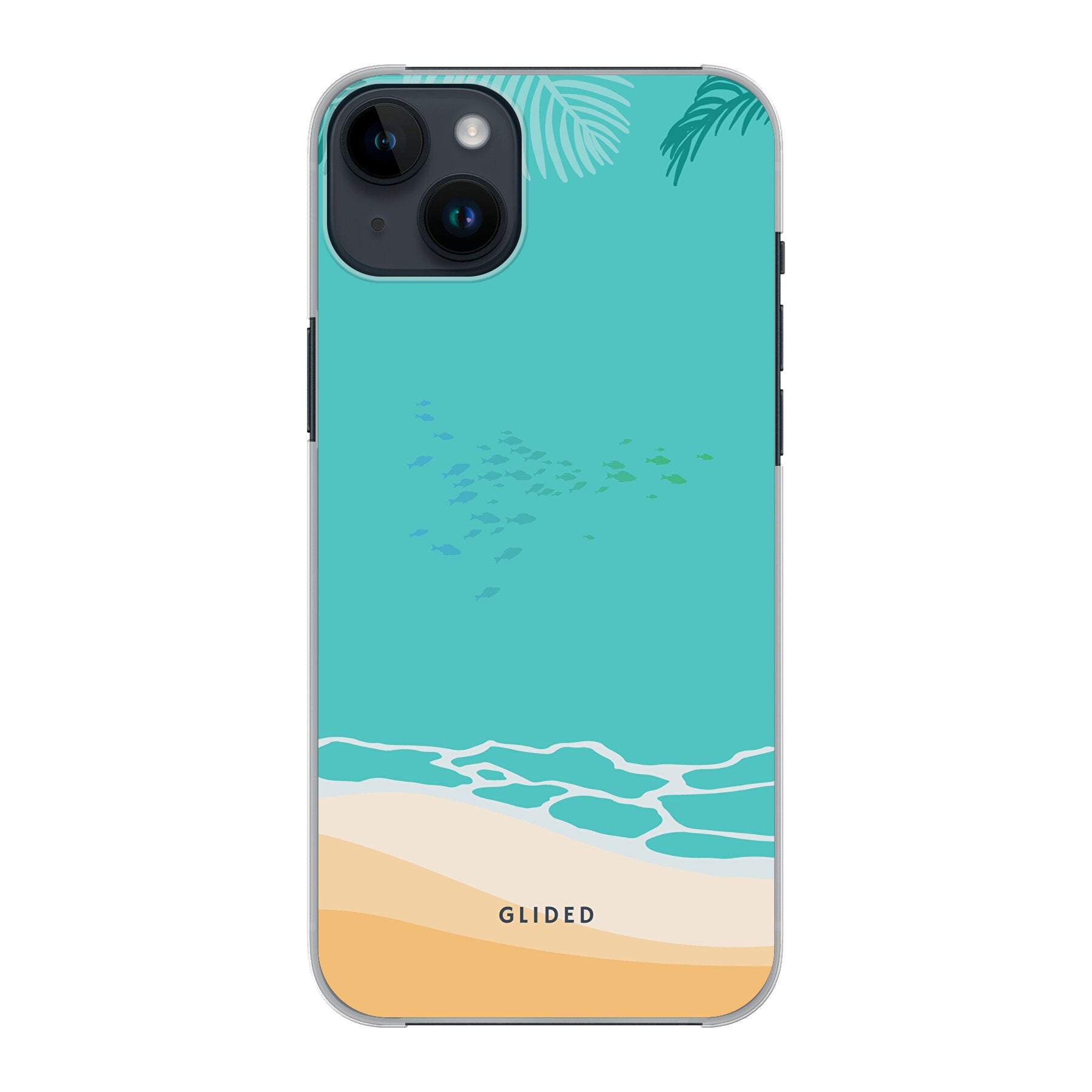 Beachy iPhone 14 Plus Handyhülle mit einzigartigem Stranddesign, idealer Schutz und präzise Aussparungen für alle Funktionen.