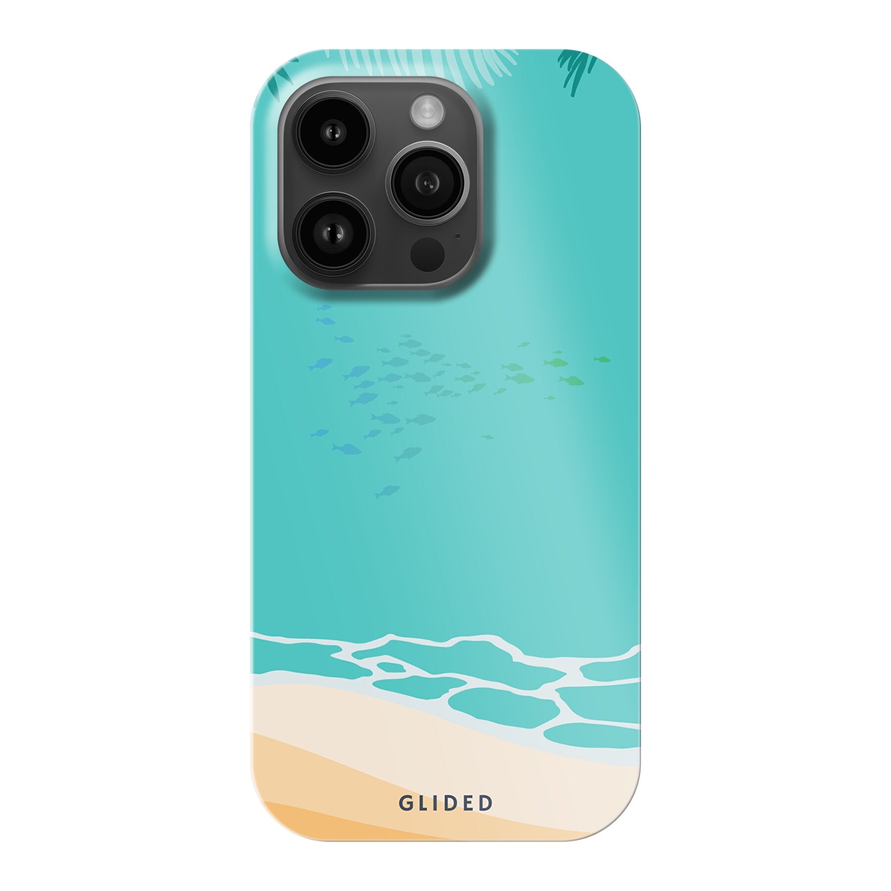 Beachy iPhone 14 Pro Handyhülle mit einzigartigem Stranddesign, bietet stilvollen Schutz und leichten Zugang zu Funktionen.