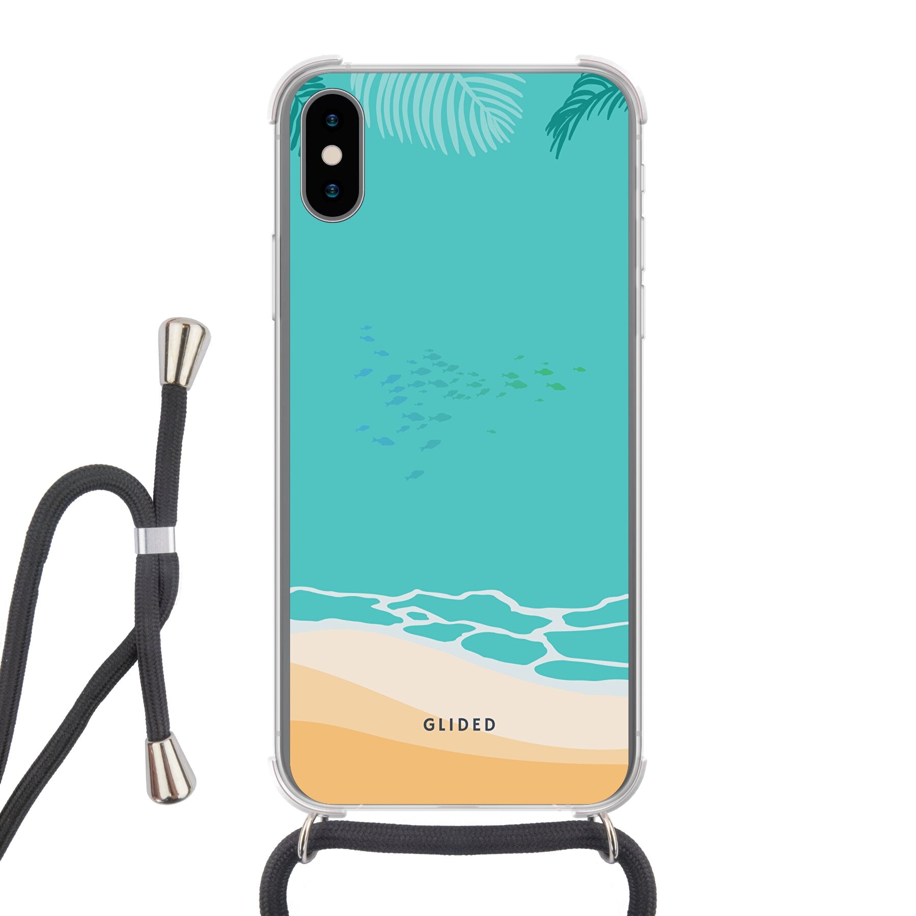 Beachy iPhone X/Xs Handyhülle mit einzigartigem Stranddesign, idealer Schutz und präzise Aussparungen für alle Funktionen.