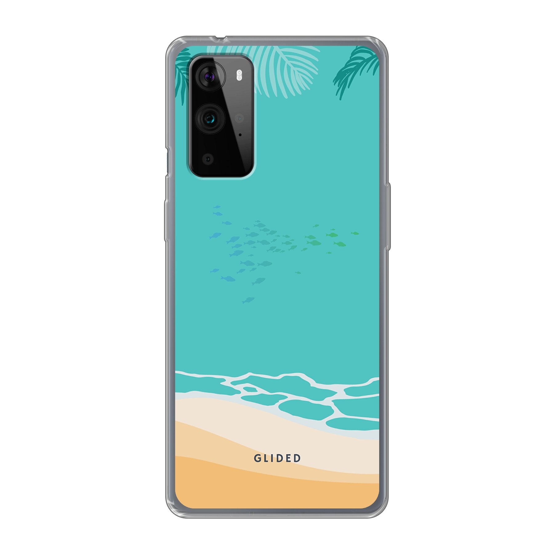 Beachy OnePlus 9 Pro Handyhülle mit einzigartigem Stranddesign, idealer Schutz und präzisen Aussparungen für alle Funktionen.