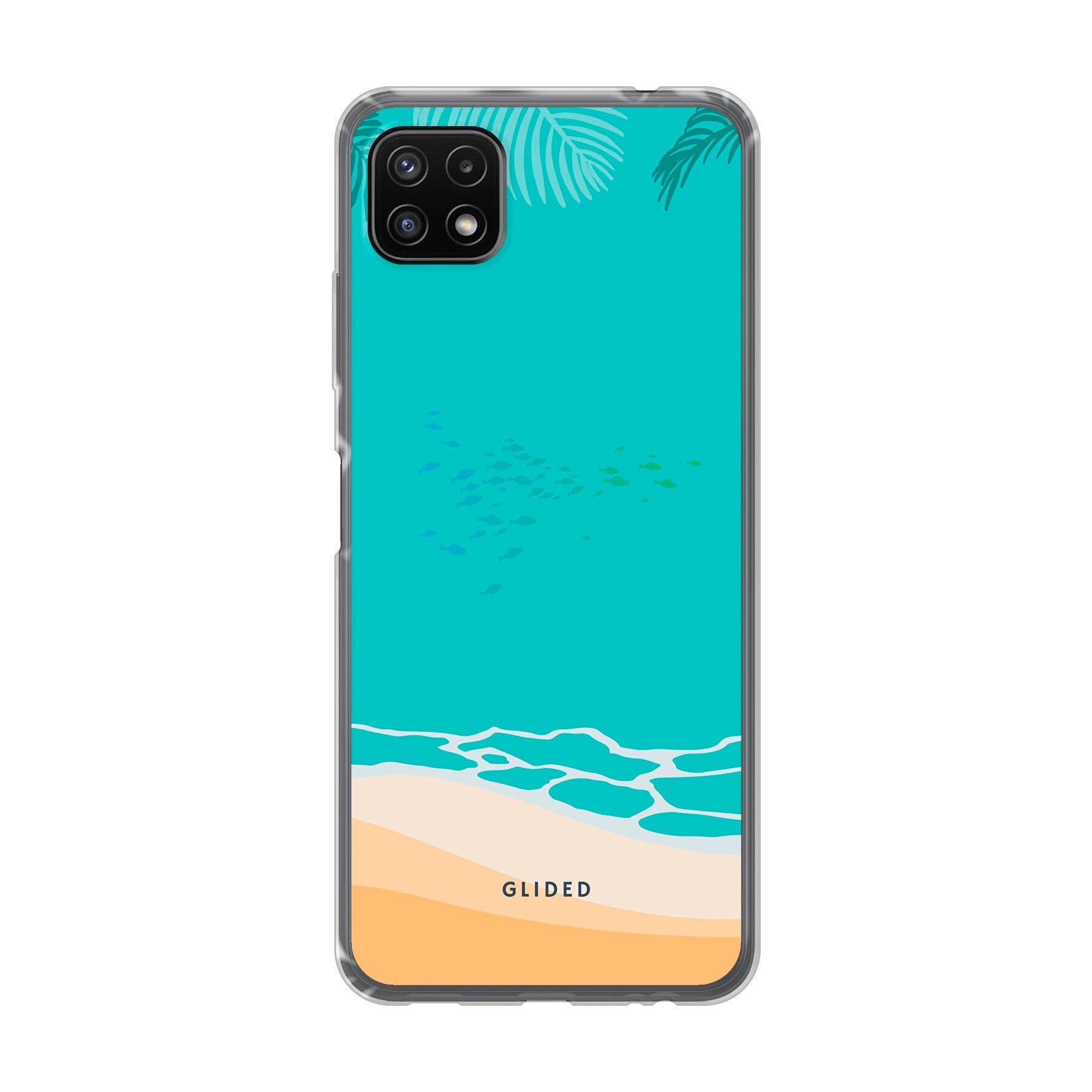 Beachy Handyhülle für Samsung Galaxy A22 5G mit einzigartigem Stranddesign, bietet Schutz und Stil.