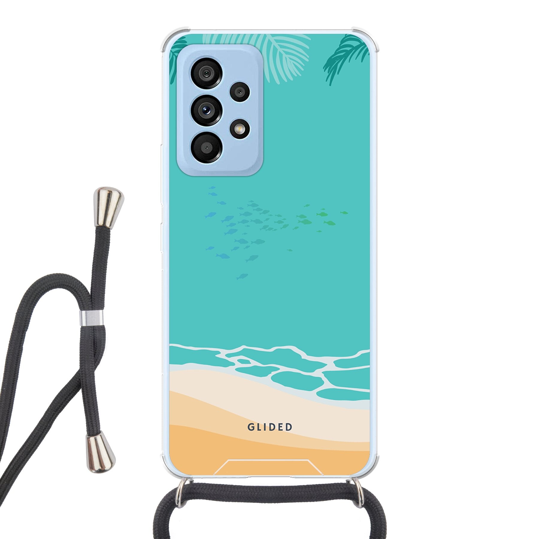 Beachy Hülle für Samsung Galaxy A53 5G mit einzigartigem Stranddesign, bietet Schutz und Stil.