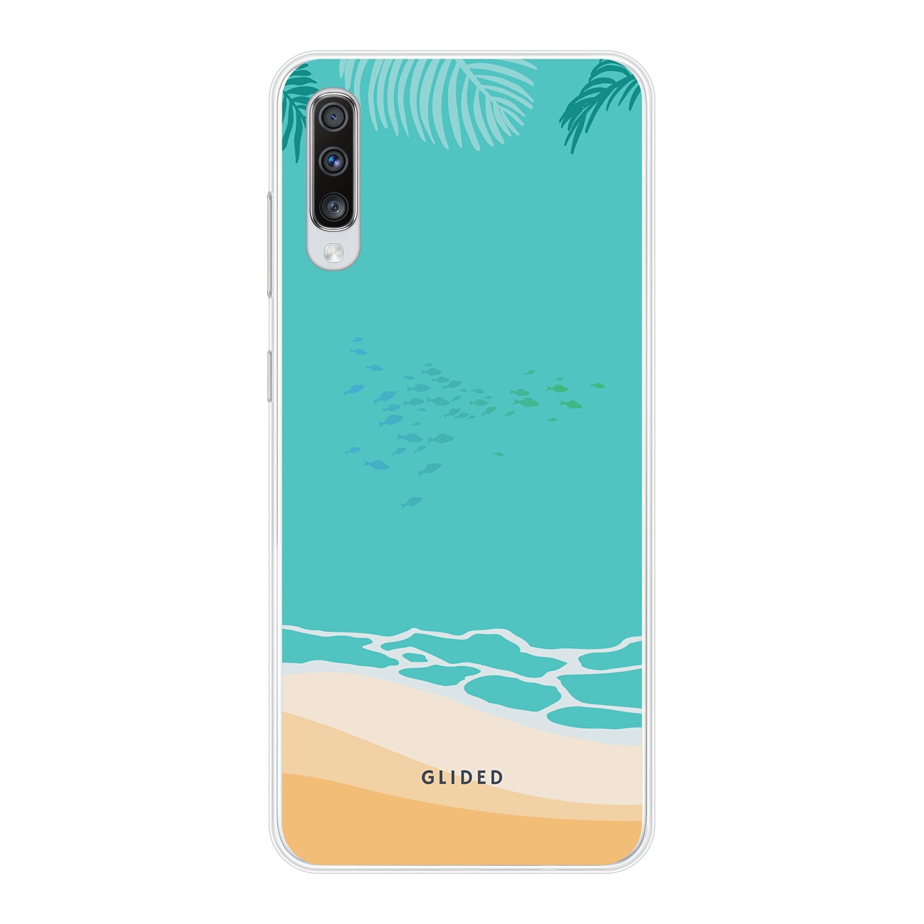 Beachy Handyhülle für Samsung Galaxy A70 mit einzigartigem Stranddesign, bietet Schutz und Stil.