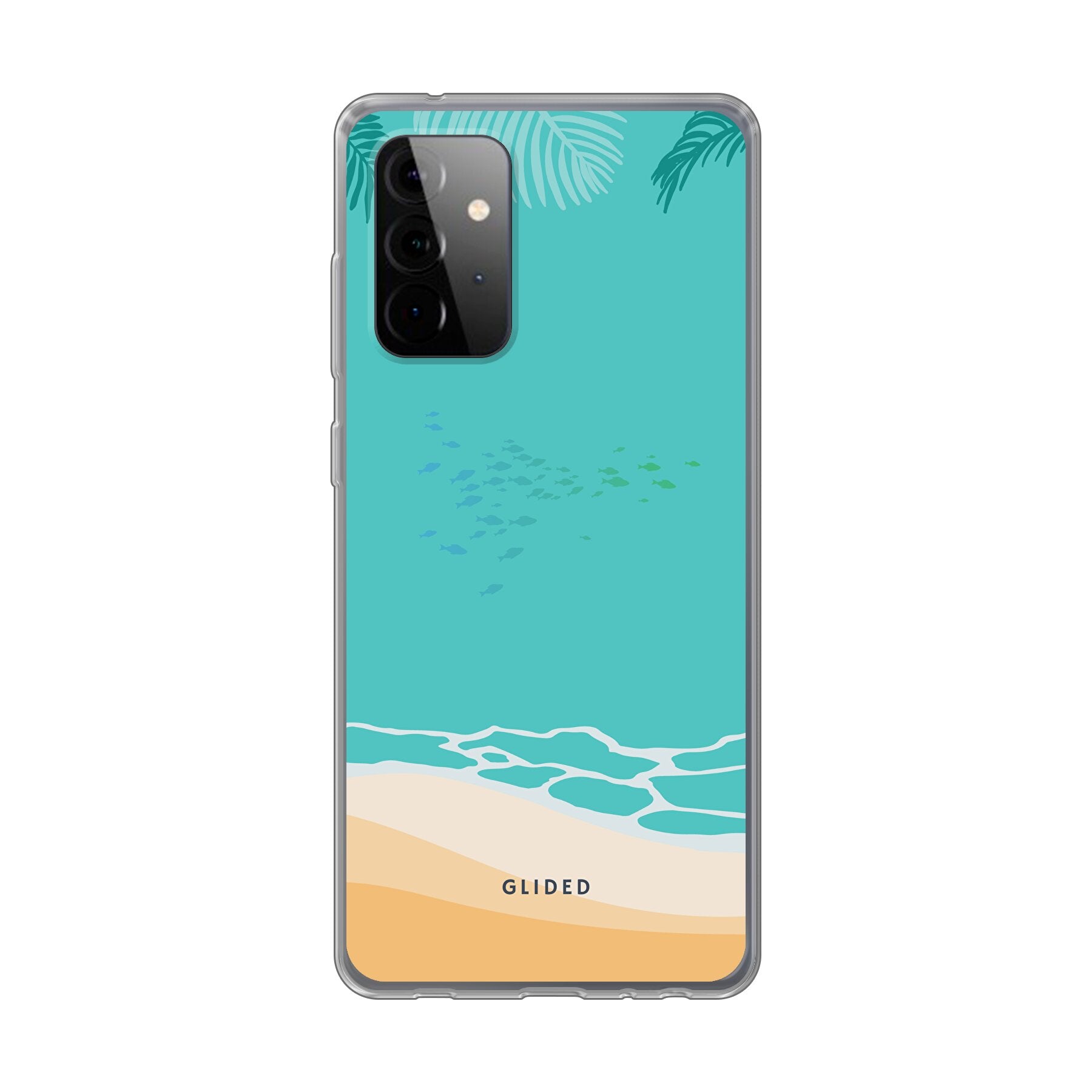 Beachy Handyhülle für Samsung Galaxy A72 mit einzigartigem Stranddesign, bietet Schutz und Stil.