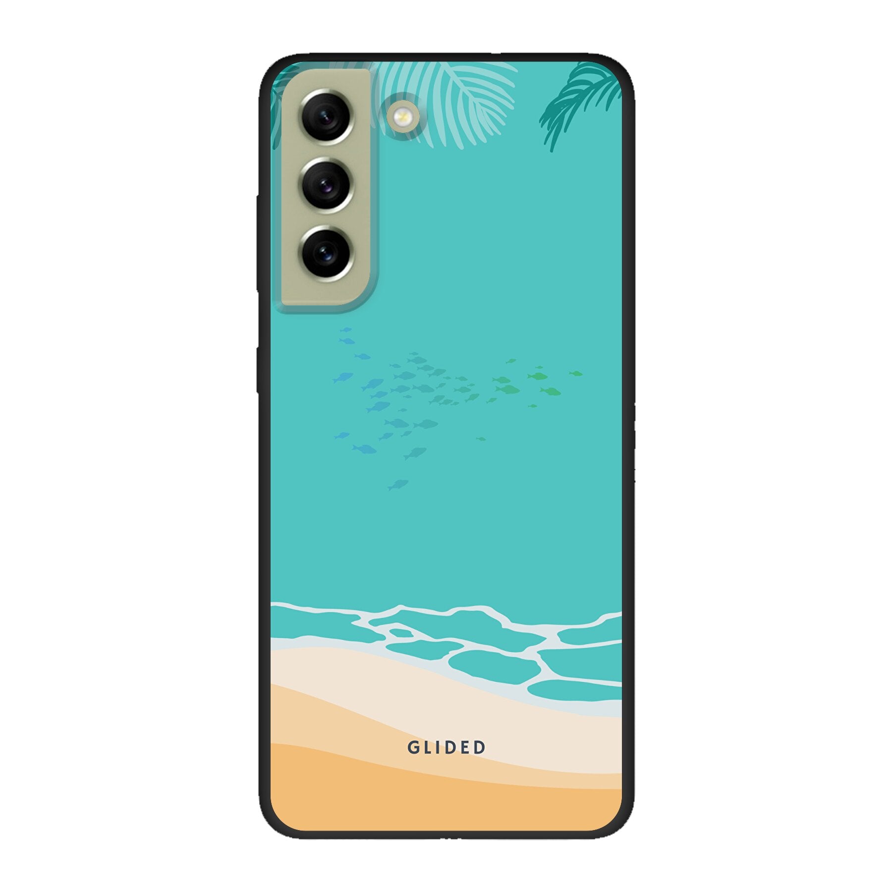 Beachy Handyhülle für Samsung Galaxy S21 FE mit einzigartigem Stranddesign, bietet Schutz und Stil.