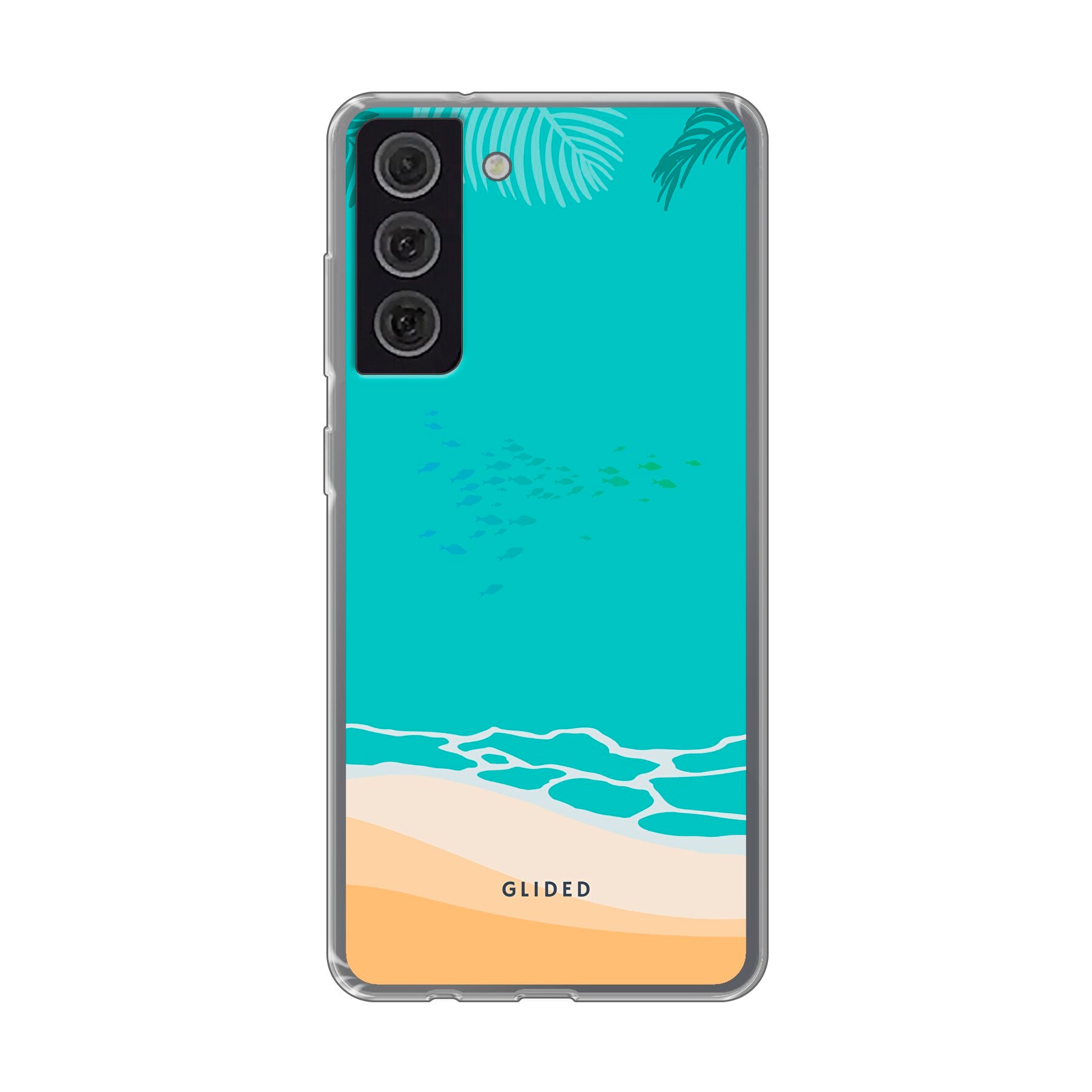 Beachy Handyhülle für Samsung Galaxy S21 FE mit einzigartigem Stranddesign, bietet Schutz und Stil.