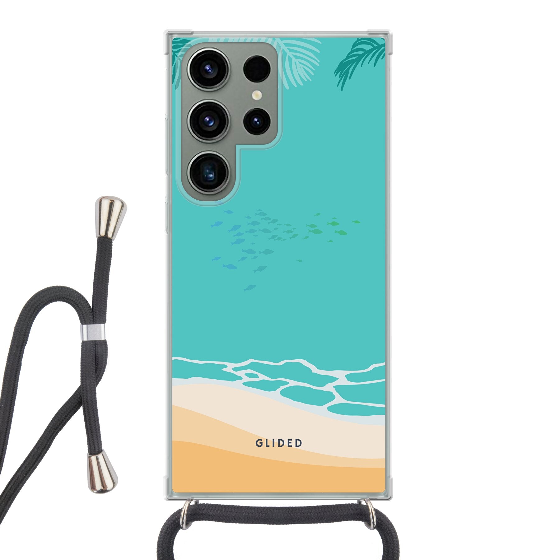 Beachy Handyhülle für Samsung Galaxy S23 Ultra mit einzigartigem Stranddesign, bietet Schutz und Stil.