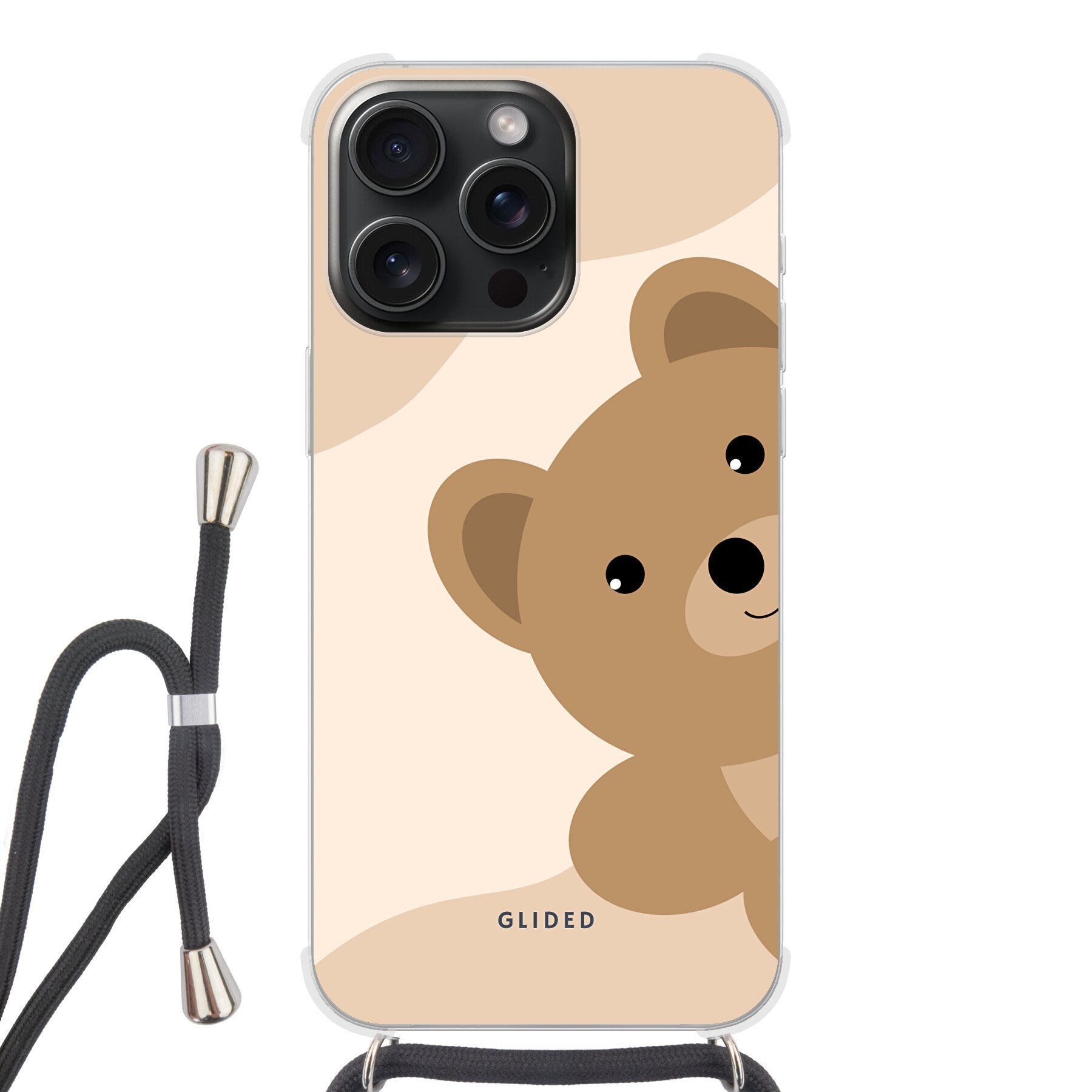 BearLove iPhone 15 Pro Handyhülle mit süßem Bärenmotiv, bietet Schutz und Stil.