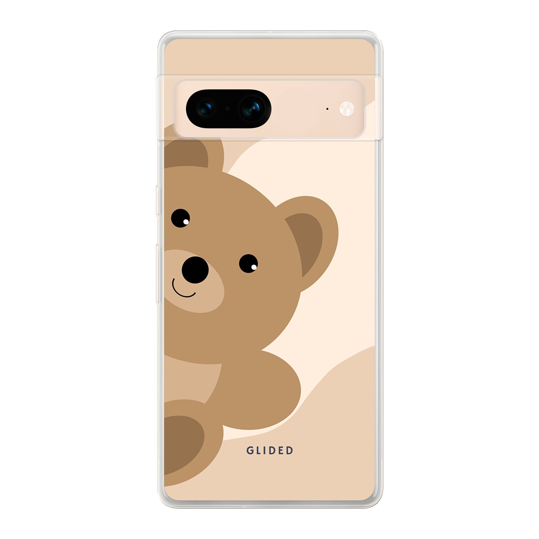 BearLove Right - Google Pixel 7 Handyhülle mit süßen Bärenmotiven, die eine herzliche Verbindung darstellen.