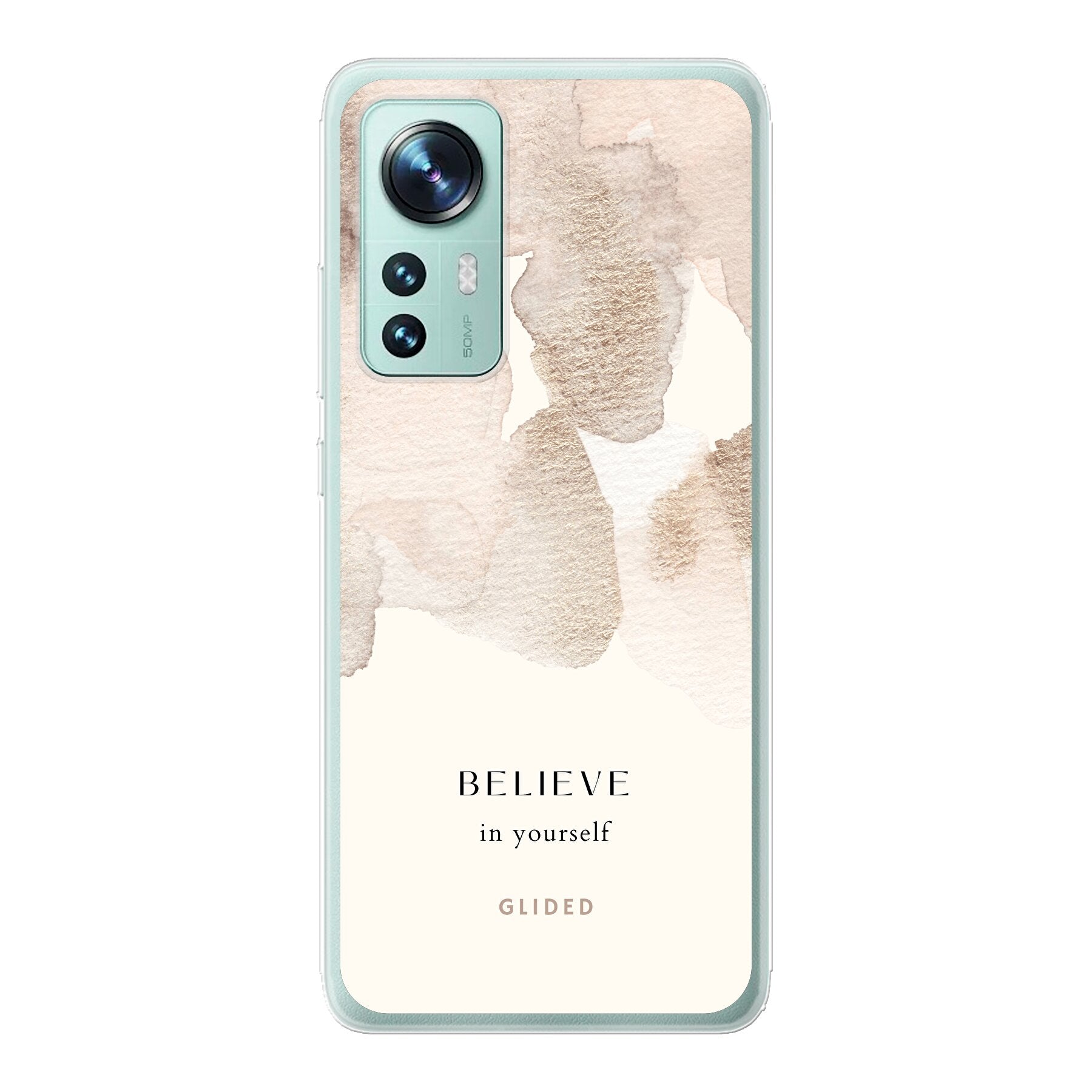 Xiaomi 12 Pro Handyhülle mit Aquarell-Design und inspirierender Botschaft 'Believe in Yourself', idealer Schutz und stilvolles Accessoire.