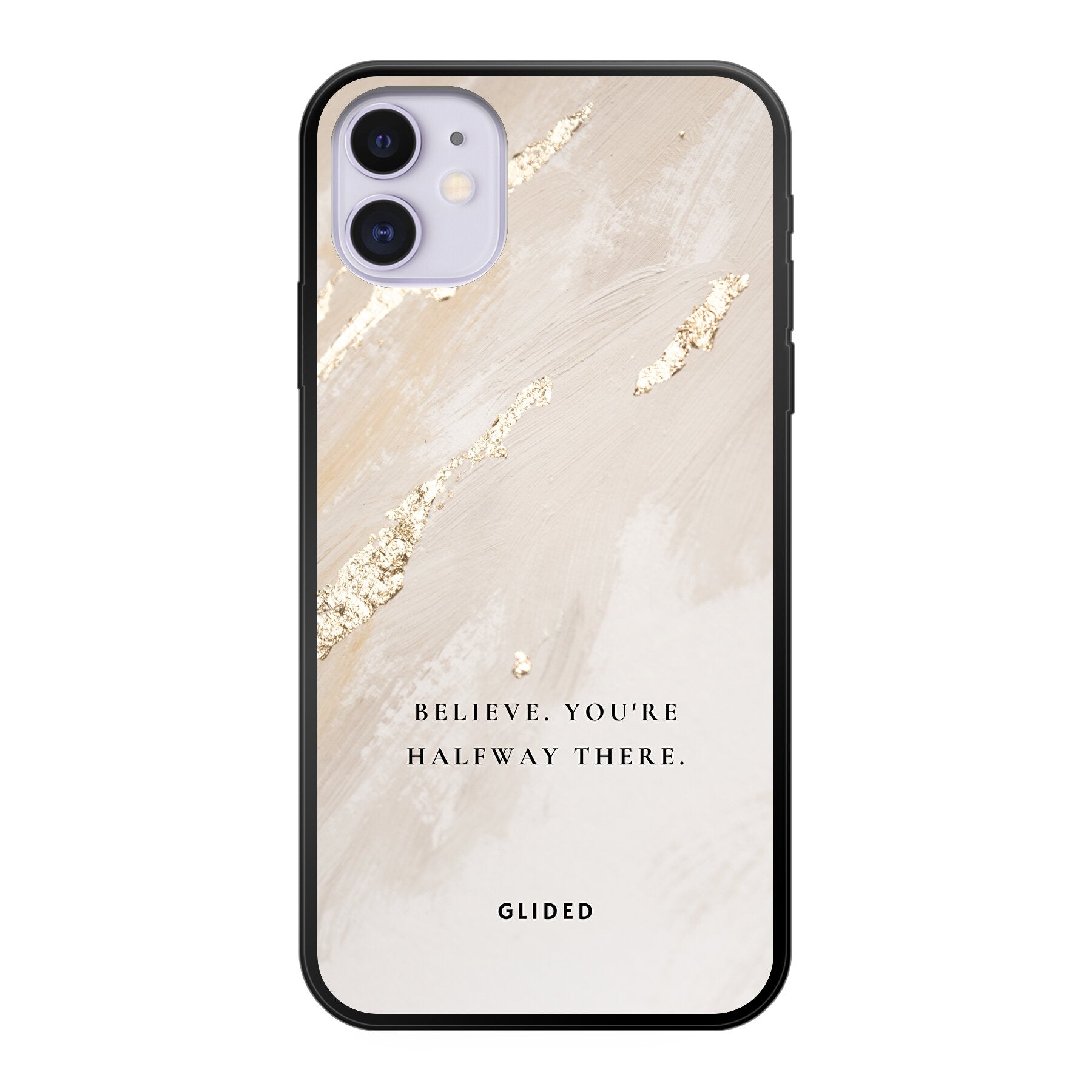 Die Believe Handyhülle für iPhone 11 mit inspirierendem Spruch auf ansprechendem Hintergrund, bietet Schutz und Motivation.