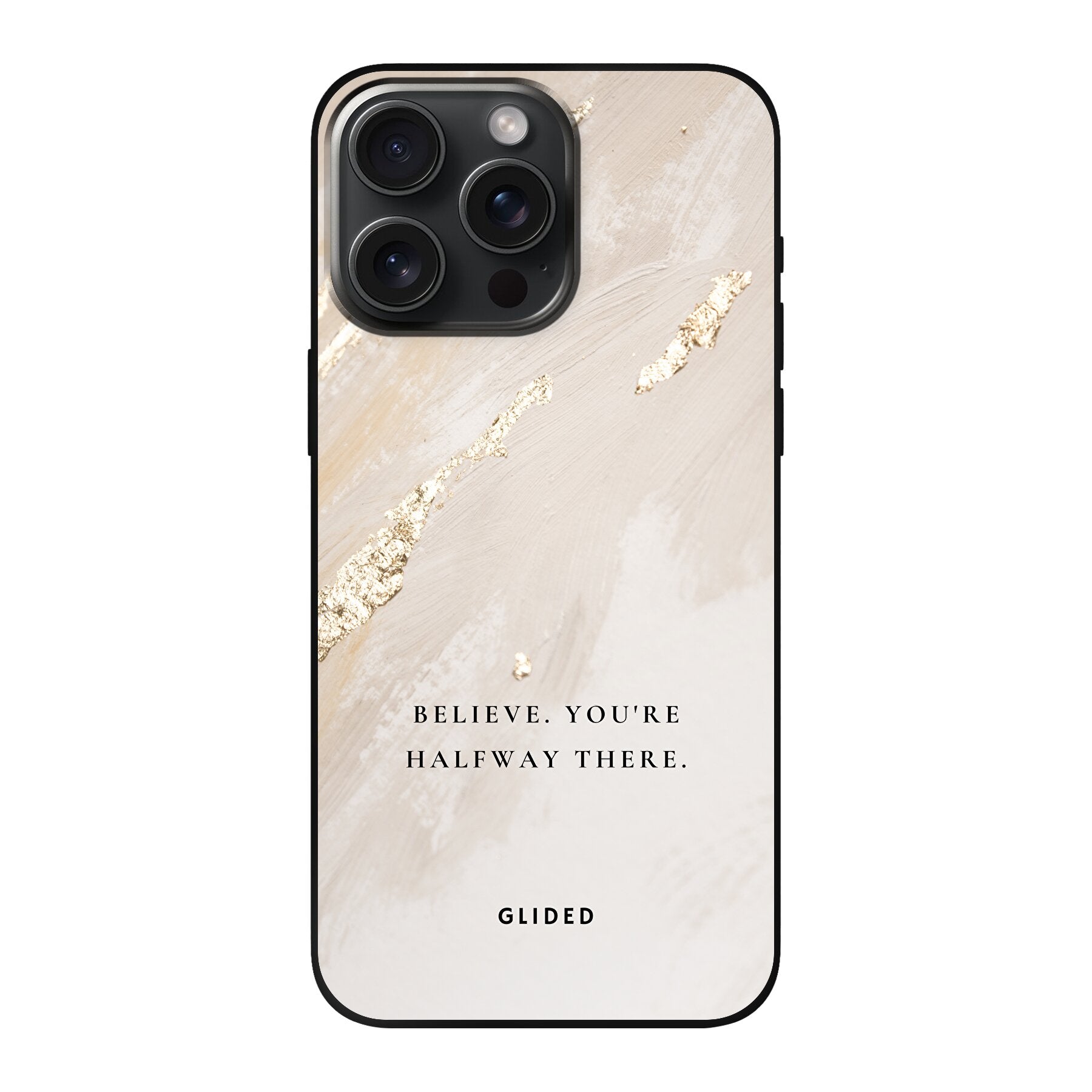 Die Believe Handyhülle für iPhone 15 Pro Max mit inspirierendem Spruch auf ansprechendem Hintergrund, idealer Schutz und motivierendes Design.