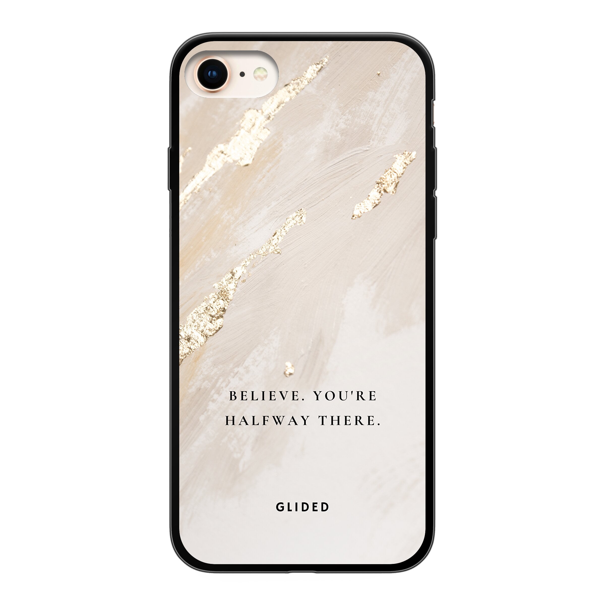 Die Believe Handyhülle für iPhone 7 mit inspirierendem Spruch auf ansprechendem Hintergrund, idealer Schutz und motivierendes Design.