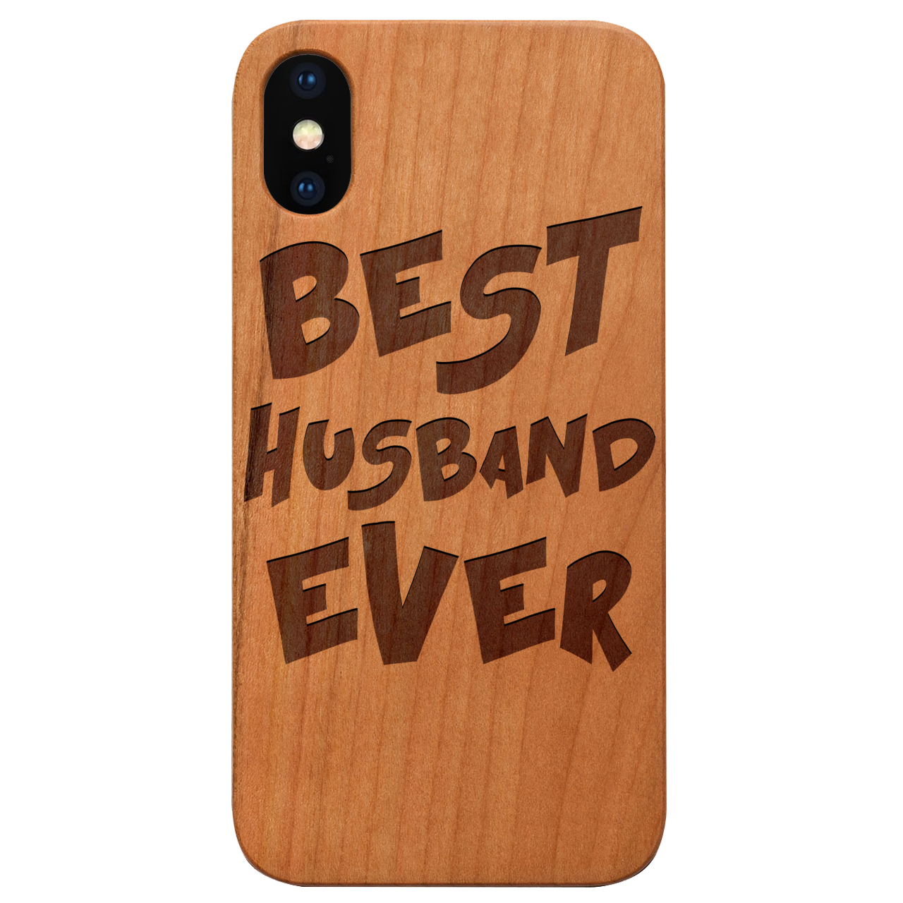 Best Husband Ever engraved wooden phone case with a stylish design and durable construction.