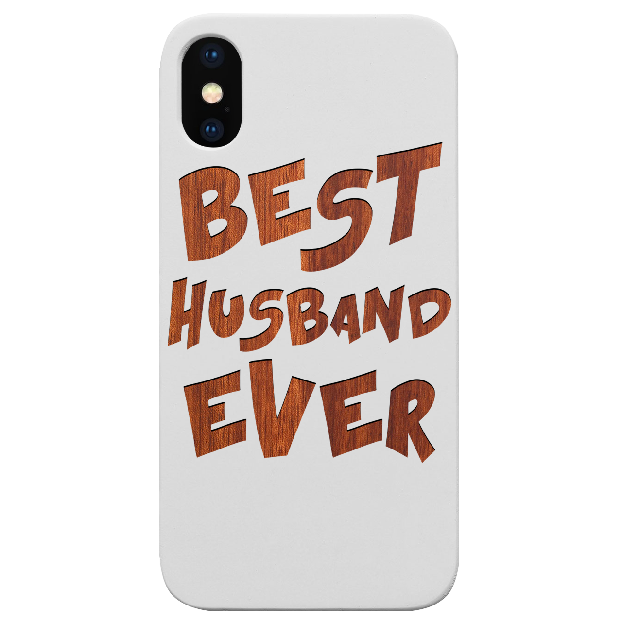 Best Husband Ever engraved wooden phone case with a stylish design and durable construction.