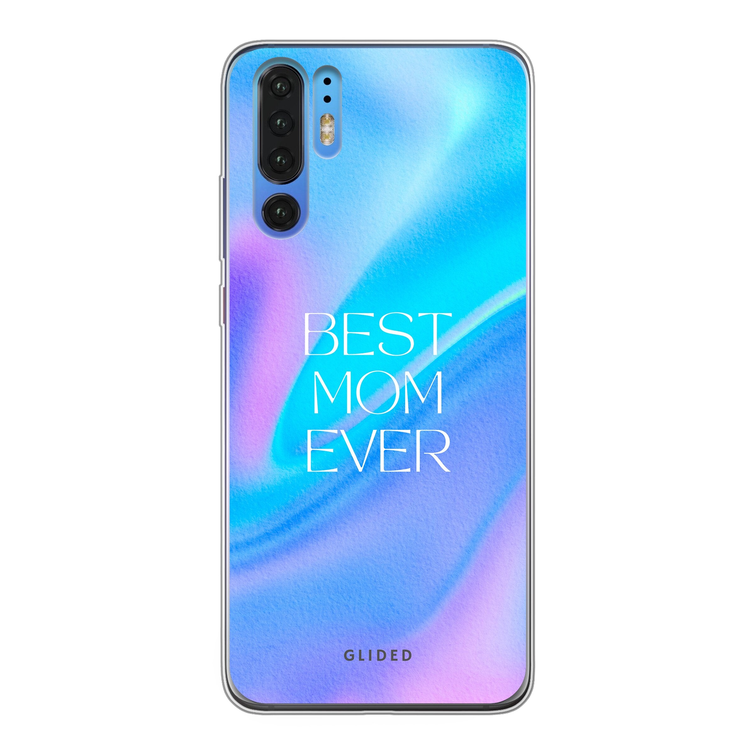 Huawei P30 Pro Handyhülle mit dem Design 'Best Mom', verziert mit zarten Blumen und liebevollen Details, die die Stärke und Fürsorge von Müttern symbolisieren.