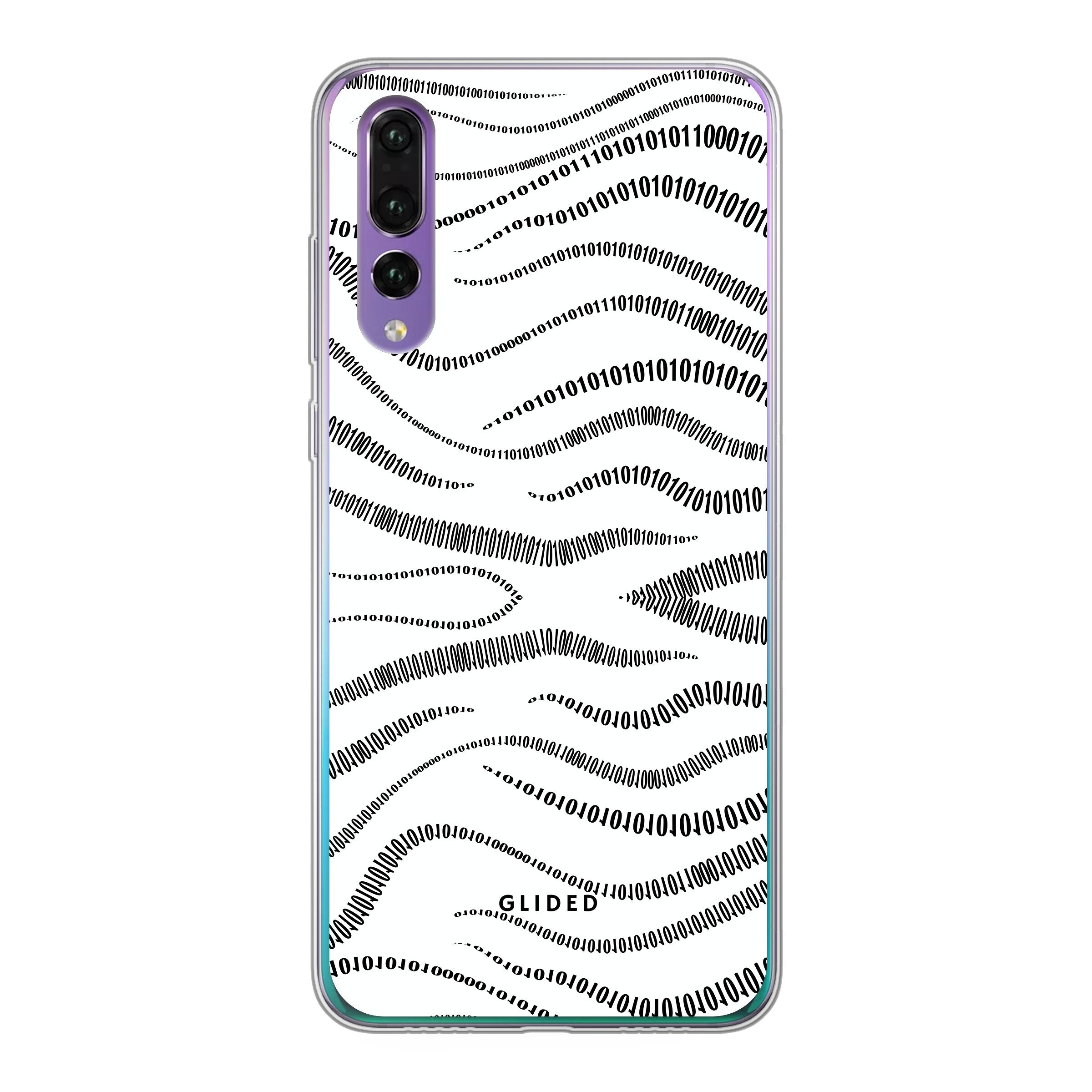 Huawei P30 Handyhülle mit Binary Code Design, bestehend aus 0 und 1 auf weißem Hintergrund, bietet minimalistischen Schutz.