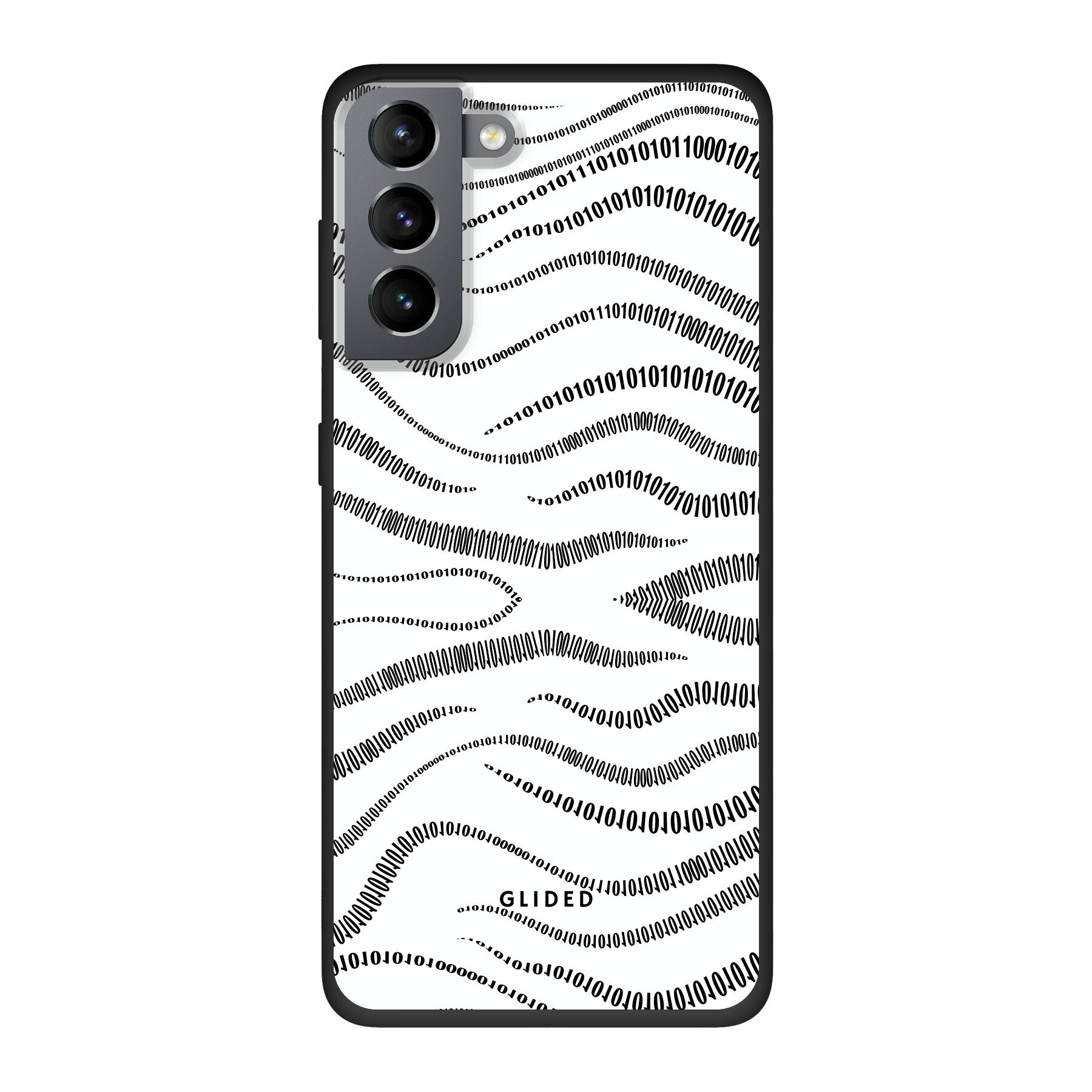 Samsung Galaxy S10 Handyhülle mit Binary Code Design, bestehend aus 0 und 1 auf weißem Hintergrund, bietet minimalistischen Schutz.