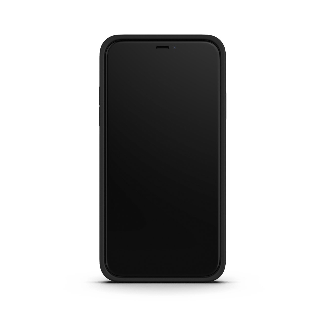 Black iPhone 11 case made from durable Liquid Silicone with soft microfiber lining, showcasing its sleek design and protective features.