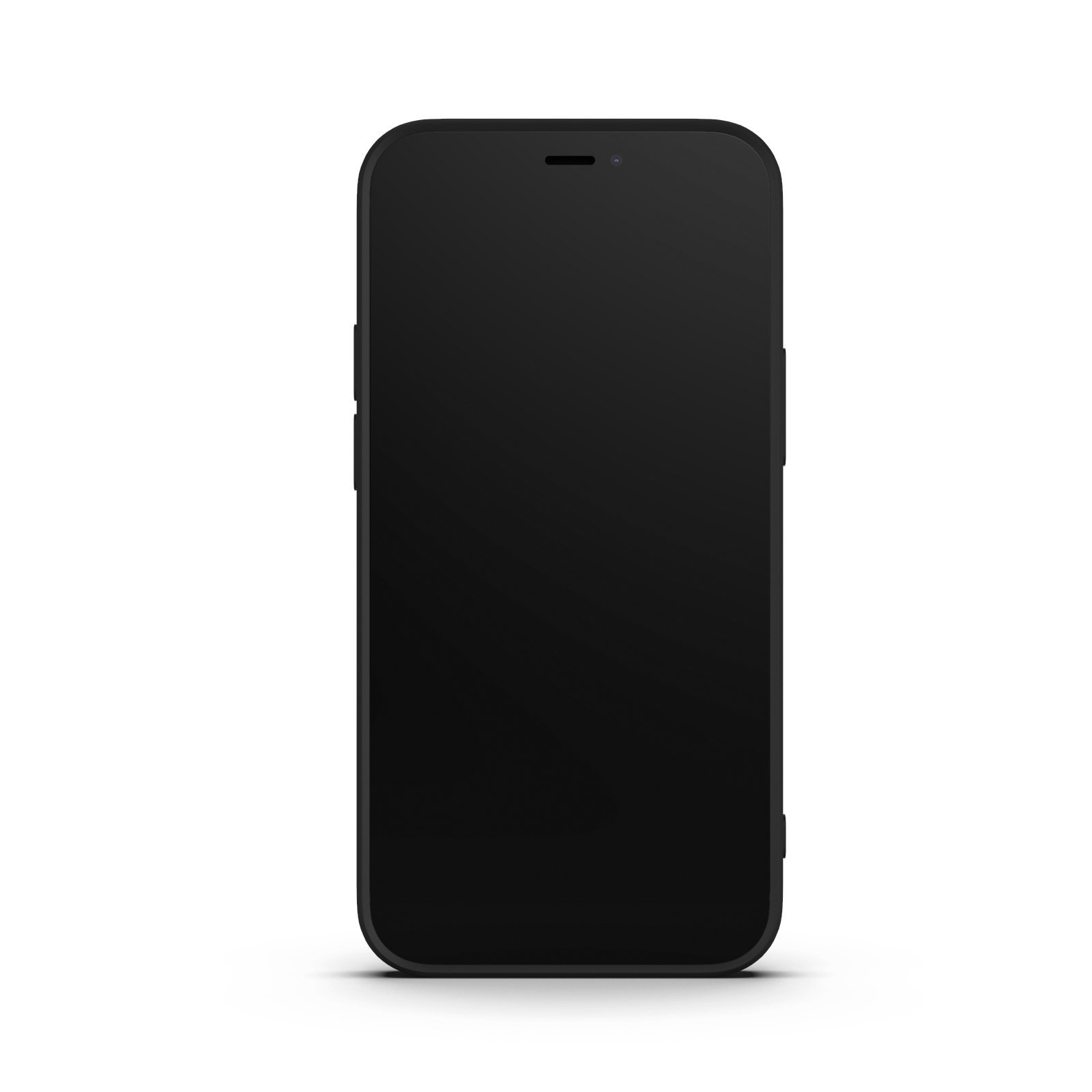 Black iPhone 12 Mini Case made from durable Liquid Silicone with a soft microfiber lining, showcasing its sleek design and protective features.